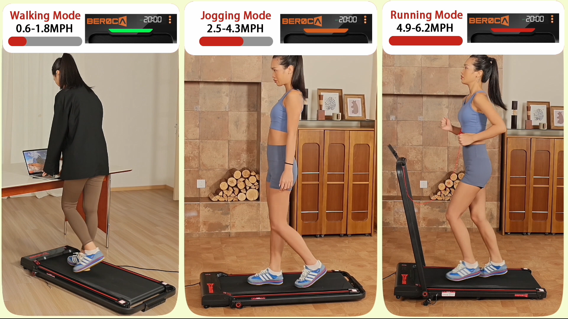 thumbnail video image 2 of Walking Pad Treadmill, 3HP Folding Treadmills With Foot Massage, 4-in-1 Walking Treadmill Under Desk Portable Treadmills For Home Office Handle Bar & Remote Control LED Display, 2 of 8