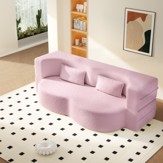 thumbnail video image 2 of Eyisean 78" Twin Size Corduroy Convertible Floor Sleeper Sofa Bed, Modern 2 in 1 Foldable Mattress with 2 Pillows, Loveseat Boneless Couch with Deep Seat for Living Room, No Assembly Required, 2 of 19