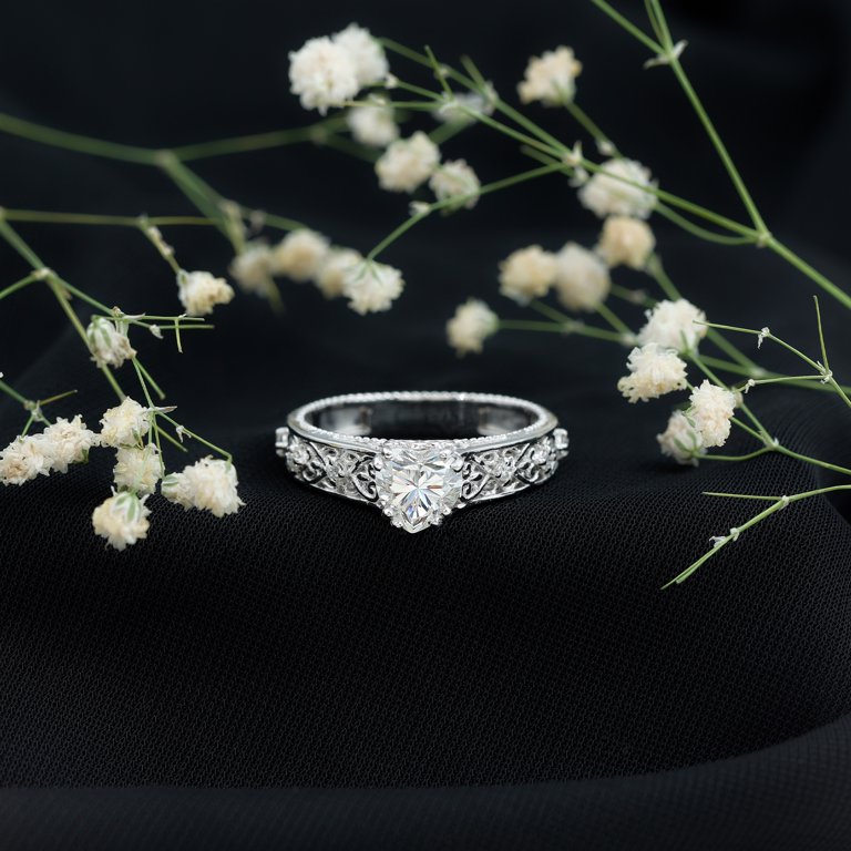 Rosec Jewels Heart Shape Moissanite Solitaire Engagement Ring for