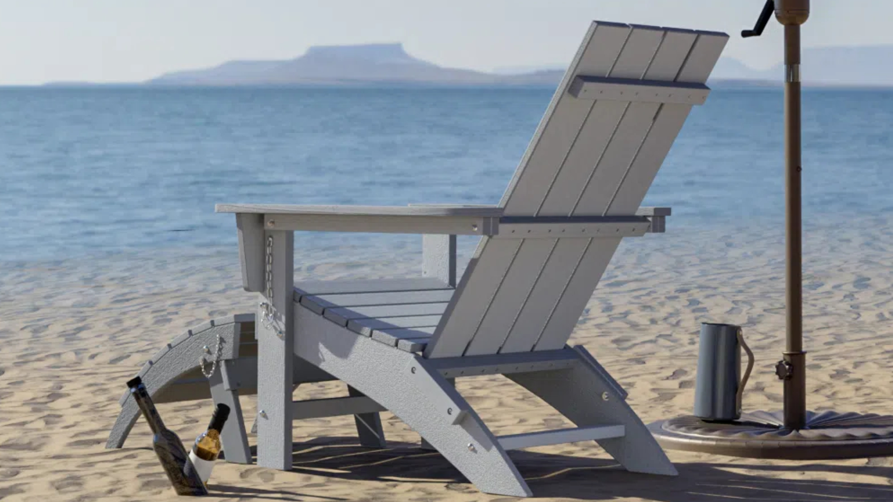 thumbnail video image 2 of Folding Adirondack Chairs with Footrest Patio HDPE All-Weather Adirondack Chairs with Ottoman for Outside Pool Garden Backyard Beach, 2 of 9