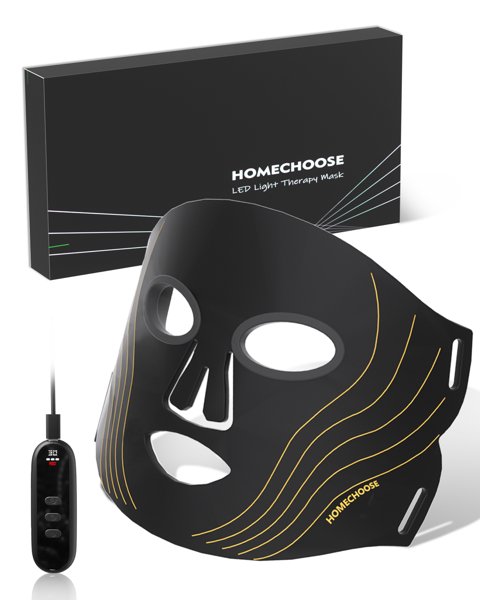 thumbnail video image 2 of Homechoose 100 LED Red Light Therapy for Face Mask, 4 Color Photon Skin Care Device for Wrinkles & Acne, Portable Cordless Design with Eye Protection, 2 of 9