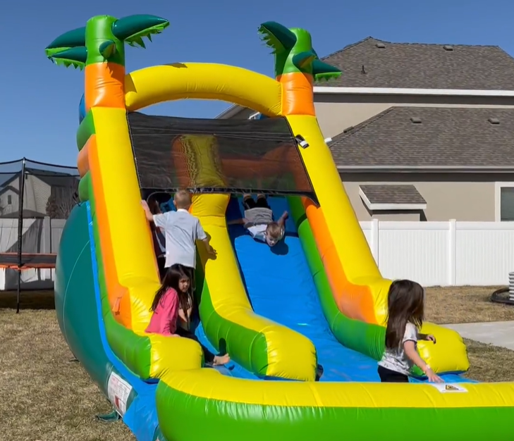 thumbnail video image 2 of Hapcap Inflatable Semi Commercial Water Slide for Kids or Adults,Shallow pool, Slide for Outdoor Party, 2 of 9