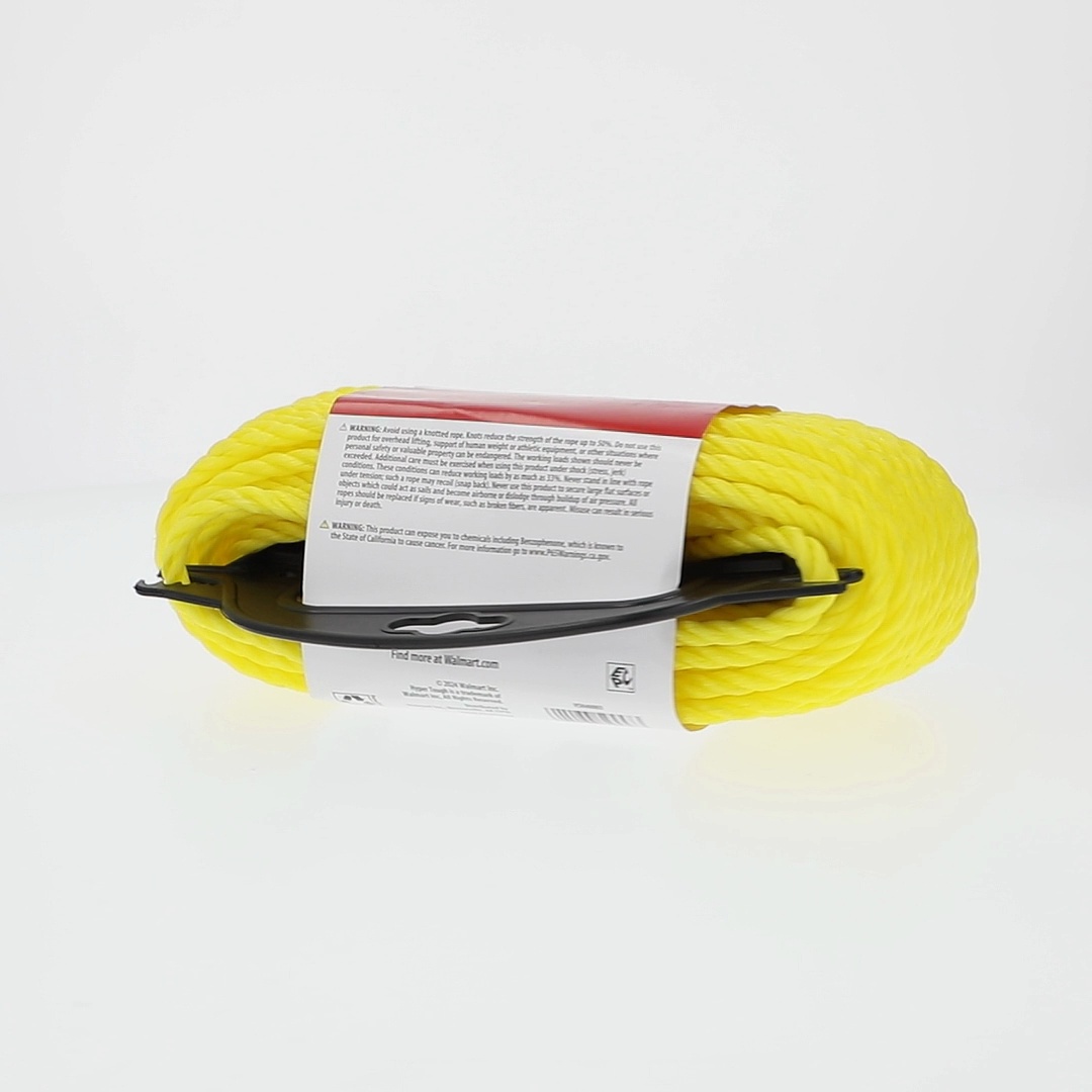 Hyper Tough Yellow Polypropylene Twisted Rope 1/4 Inch x 100 Feet
