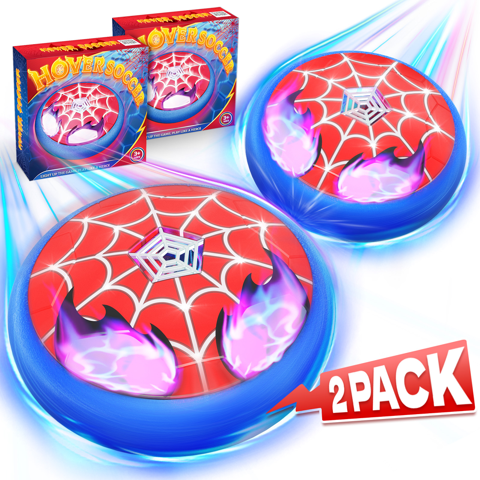 thumbnail video image 2 of Aogsiyt 2 Pack Hover Soccer Ball for Kids with LED Lights, Indoor Floating Cool Air Soccer Toy with Soft Foam Bumper, Gift for Boys Girls Ages 3-12, 2 of 8