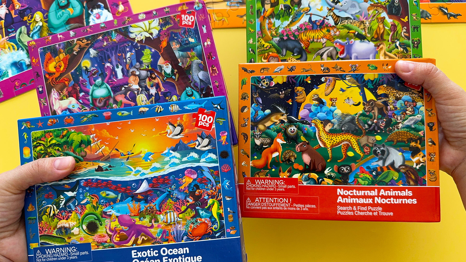 thumbnail video image 2 of Quokka 100 Piece Puzzles for Kids – 4 Set Search and Find Educational Jigsaw Puzzles with Nocturnal Animals for Ages 5-8, 2 of 8
