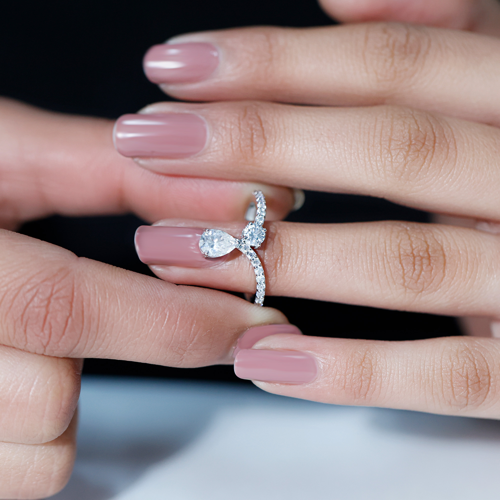 thumbnail video image 2 of Rosec Jewels Lab Created Diamond Engagement Ring - Designer V Shape Ring - Authentically Ef-Vs Quality Certified, 10K Yellow Gold, US 9.50, 2 of 9