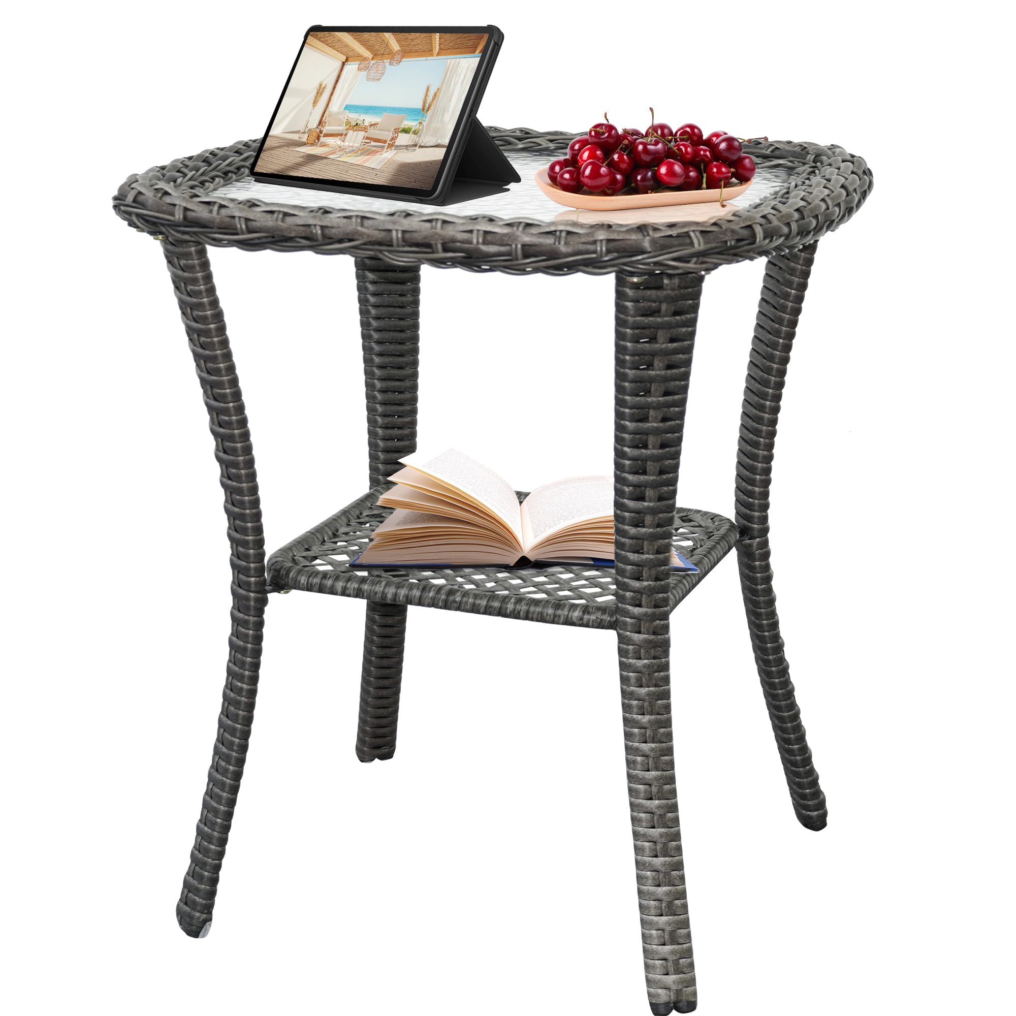 thumbnail video image 2 of Bellefurn Luxury Outdoor Patio Swivel Rocking Chairs Set of 2 with Side Table,Patio Furniture Chairs Set for Balcony,Porch,Garden, 2 of 10