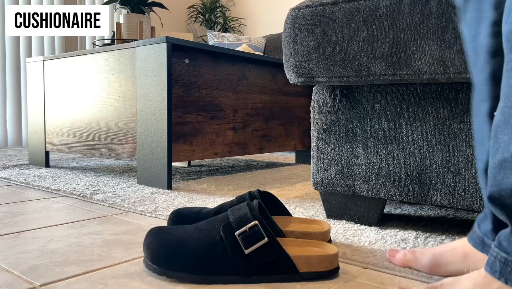 thumbnail video image 2 of Cushionaire Hugo Genuine Leather Suede Clogs for Men – Comfortable Slip On Shoes with Adjustable Buckle, Closed Toe Mens Slides, 2 of 19