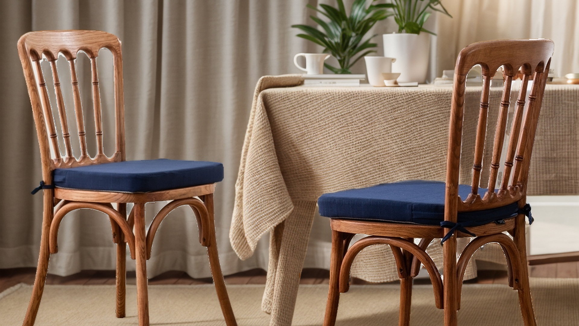thumbnail video image 2 of Beige Chair Cushion for Dining Chair,Indoor Outdoor Kitchen Chair Pad, Dining Seat Cushion,Set of 2, 2 of 9