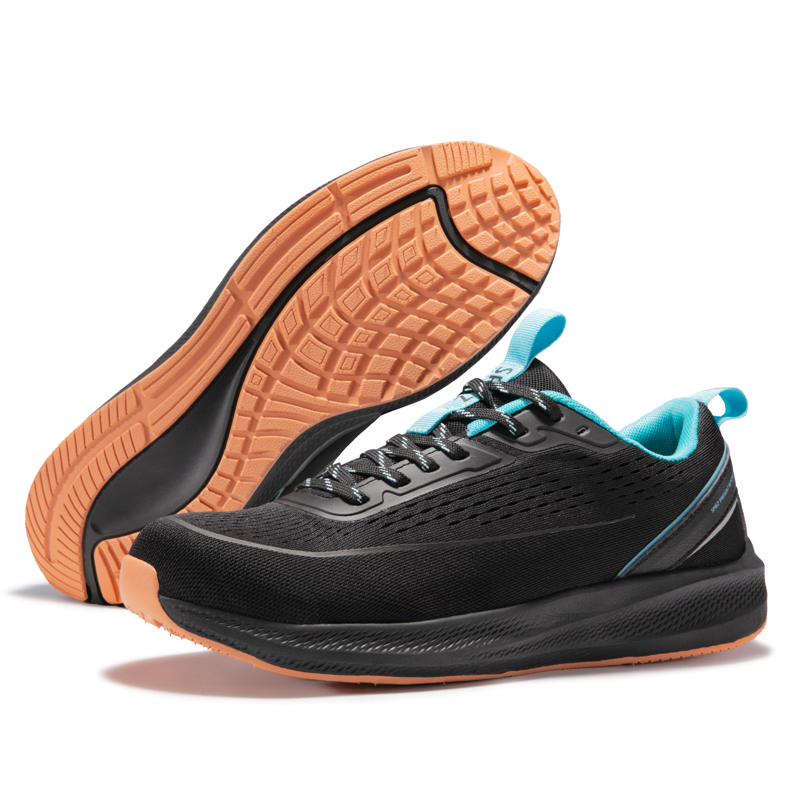 thumbnail video image 2 of SPIEZ® Men’s Composite Toe Safety Shoes, Non Slip Puncture Resistant Outdoor Work Sneakers,Black Blue Size 9, 2 of 10