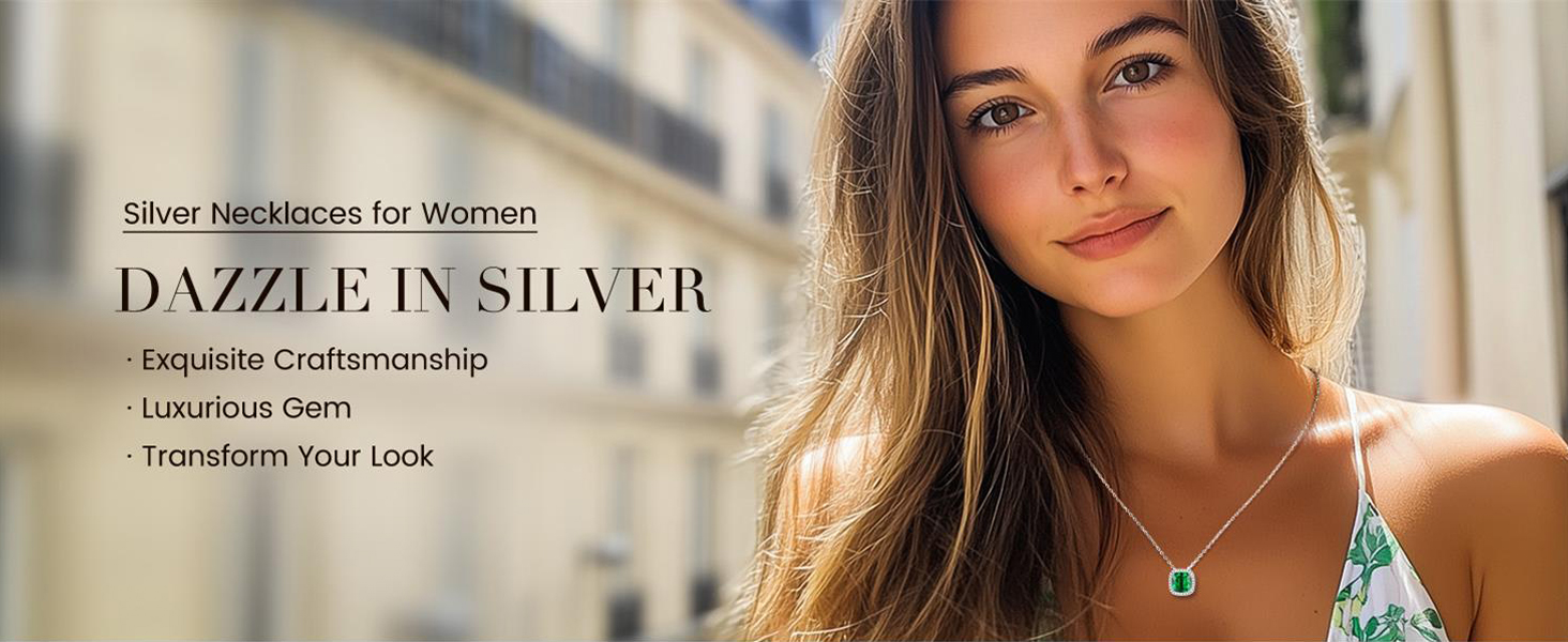 thumbnail video image 2 of Bestyle Pendant Necklace for Women Solid 925 Sterling Silver Necklace Created Amethyst Birthstone Jewelry Valentines Day Christmas Birthday Gift, 2 of 9