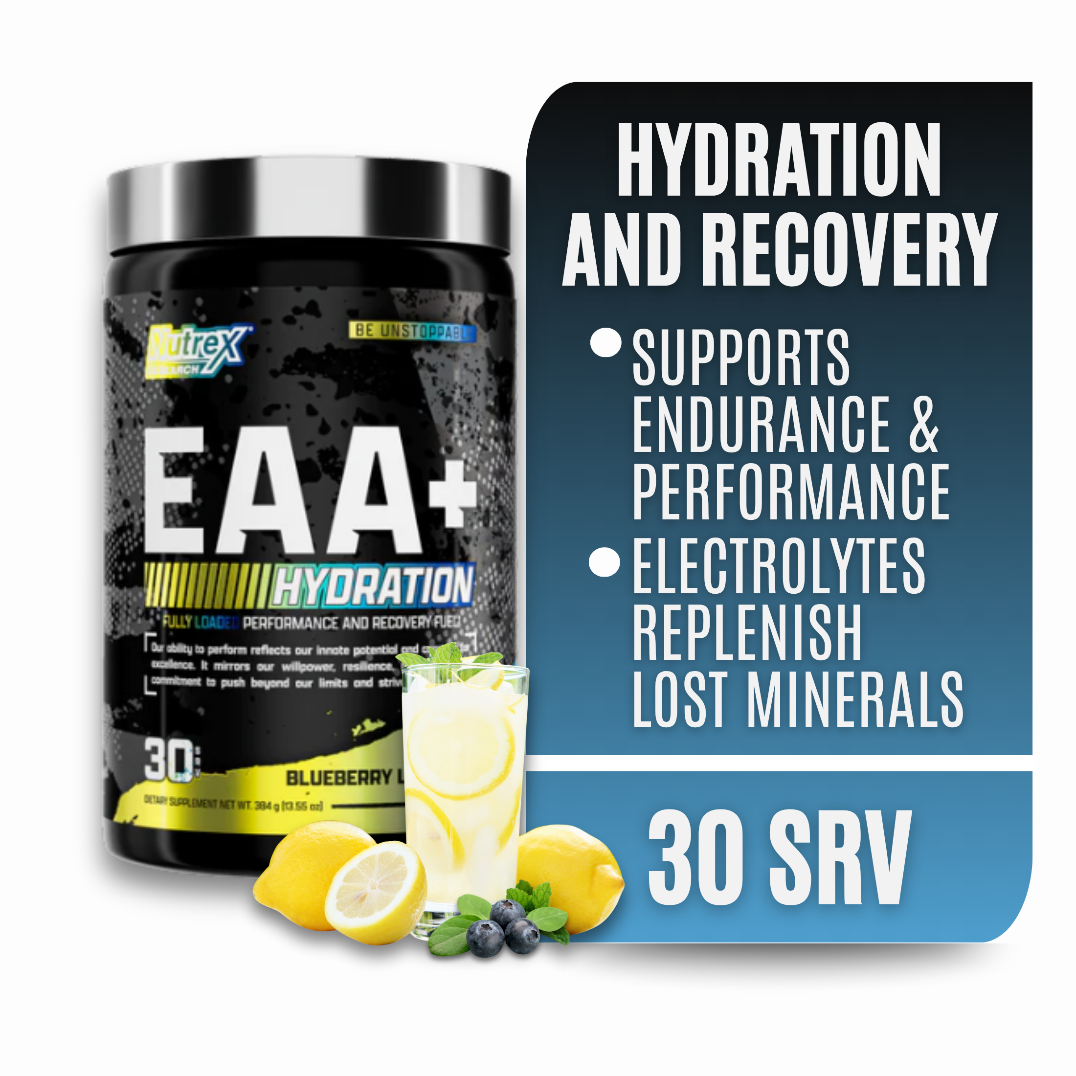thumbnail video image 2 of Nutrex Research EAA Hydration | EAAs + BCAA Powder | Muscle Recovery, Strength, Endurance | 8G Essential Amino Acids + Electrolytes | Blueberry Lemonade, 2 of 10