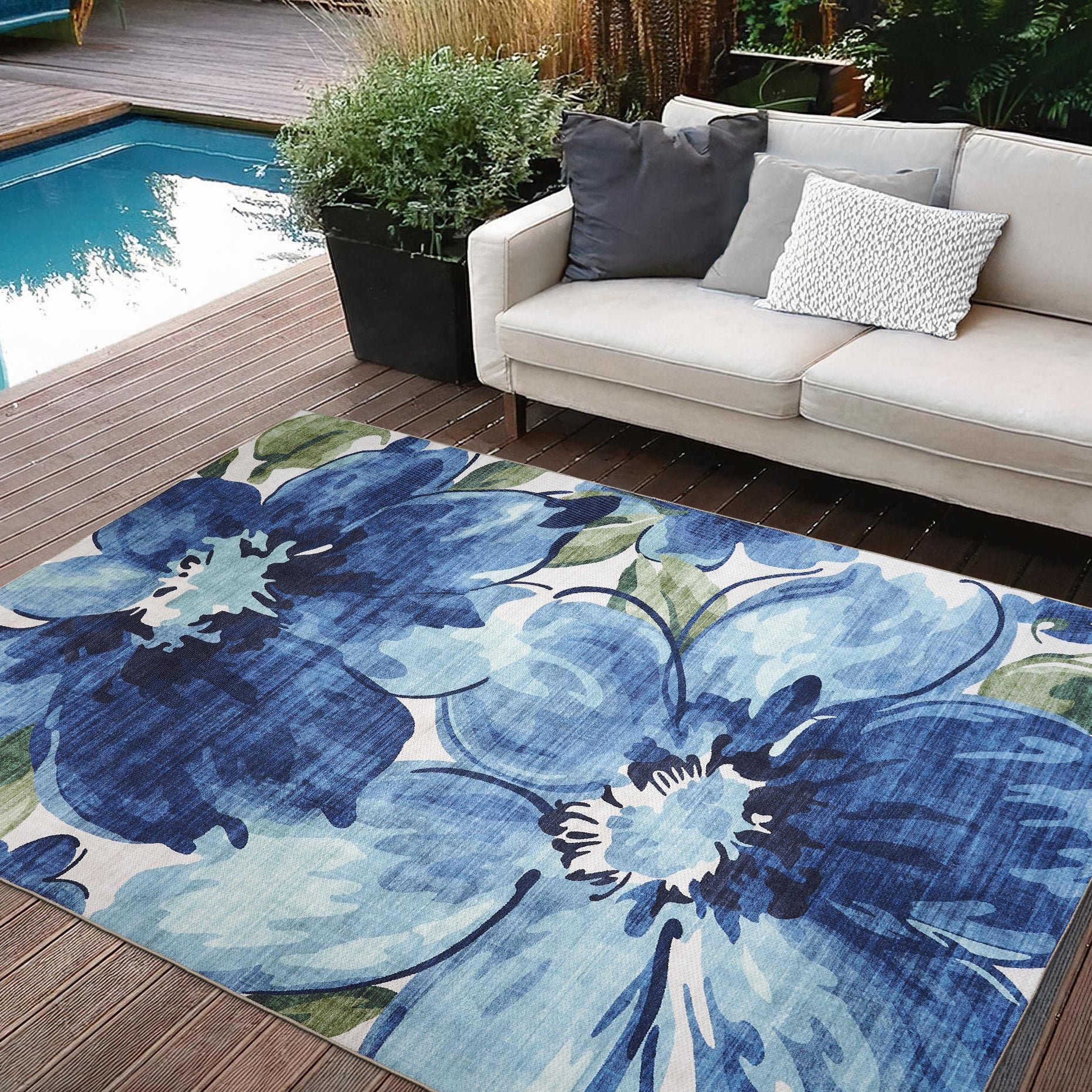 thumbnail video image 2 of ReaLife Machine Washable Indoor Outdoor - Mat Rug Foldable Printed Thin Lightweight Cushioned Fade Resistant Patio Deck Dock Porch Pool Balcony Camping - Naya - Beige Brown Gray 4' x 6', 2 of 8