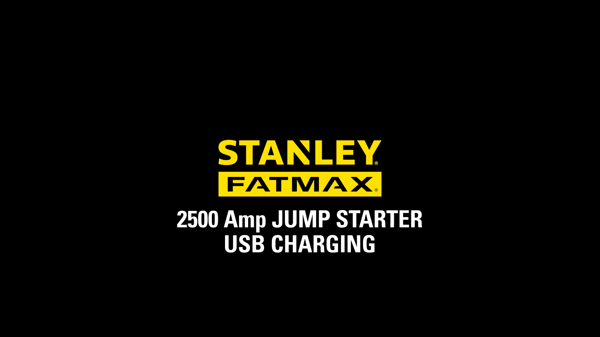 thumbnail video image 2 of Stanley FatMax 2500A, Lithium Jump Starter With 60W USB Type C-PD, 25W USB Type C-PD and 15W USB Type - A, Includes clamps, 2 of 13
