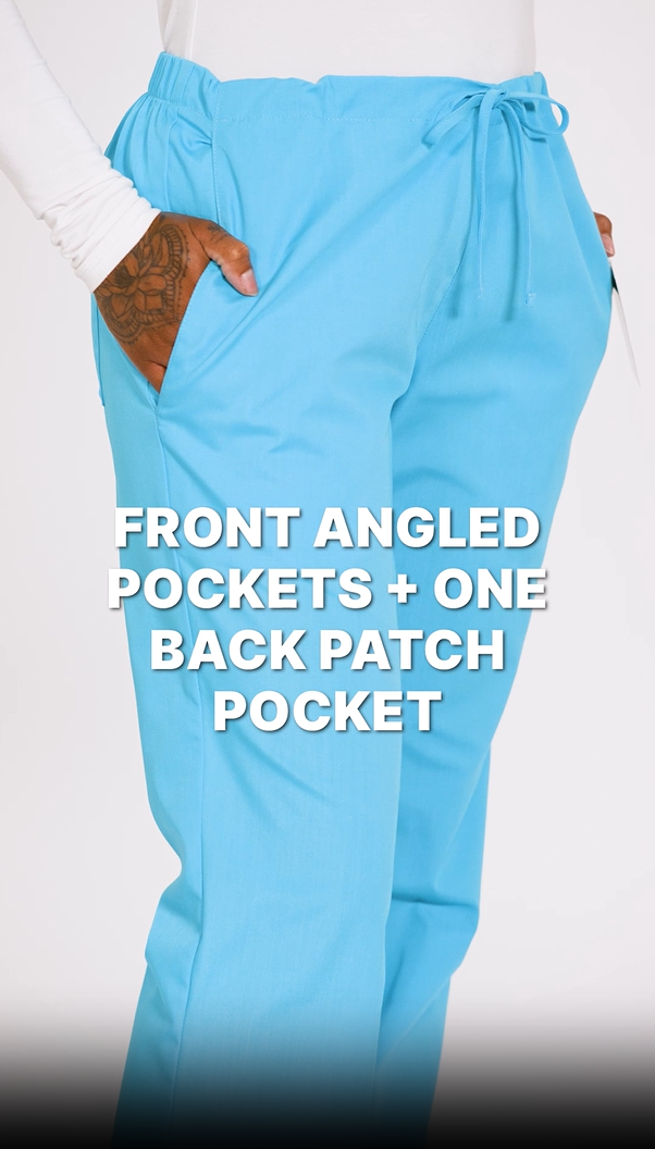 thumbnail video image 2 of Cherokee Workwear Women's Scrubs Pant Natural Rise Flare Leg Drawstring 4101, 2 of 4