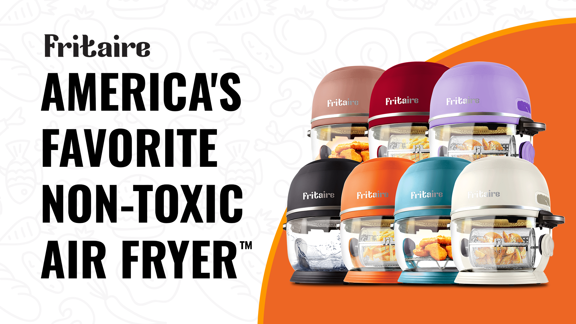 thumbnail video image 2 of Fritaire Self-Cleaning Glass Bowl Air Fryer, 5 Qt, 6 Functions, BPA Free, Rotisserie/Tumbler, Black, 2 of 18