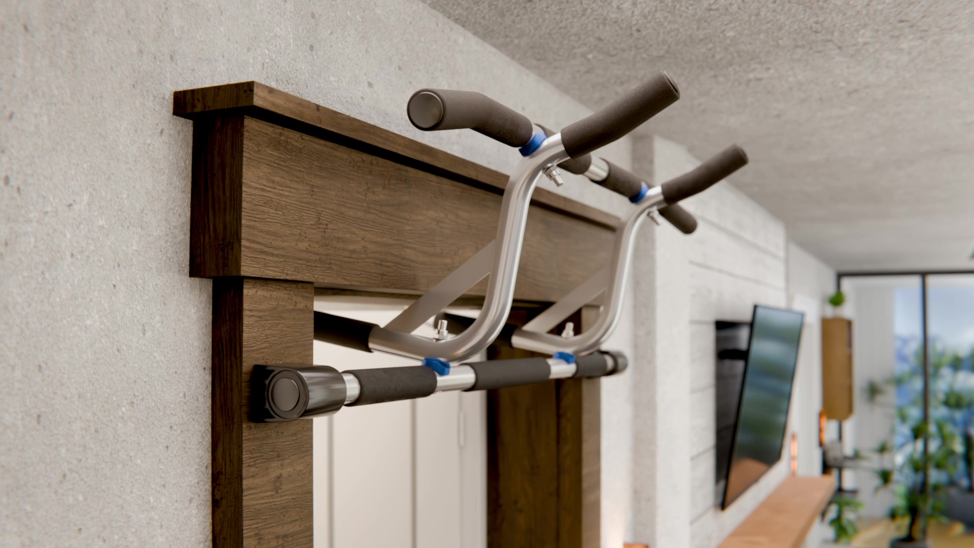 thumbnail video image 2 of XXL Doorway Pull Up bar with Elevated bar & Adjustable Width, 2 of 5