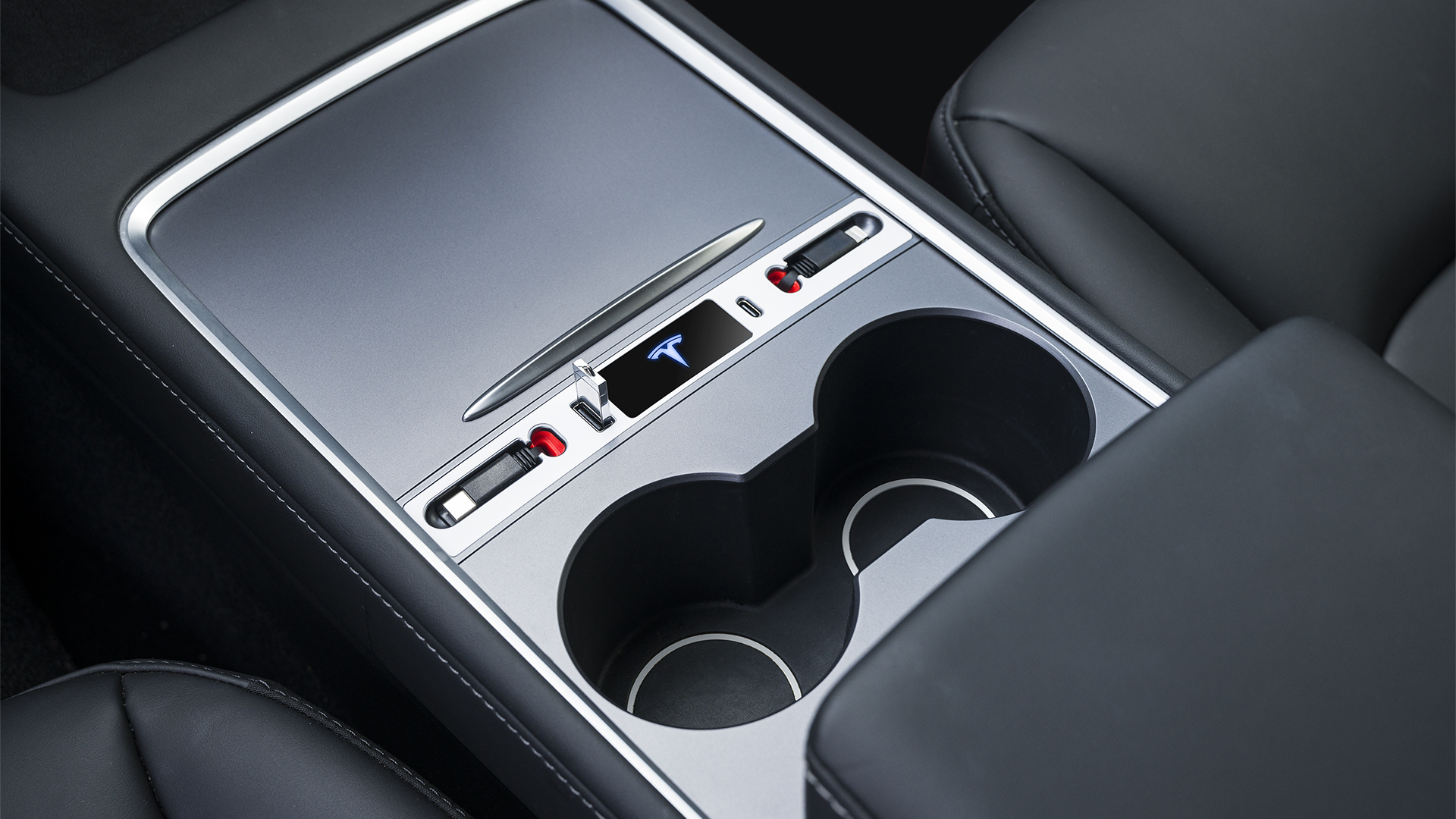 thumbnail video image 2 of Mowlicas OEM Design for Tesla USB Hub (Silver Gray), Retractable Car Fast Charger is Necessary Tesla Model Y/3 2024/2023/2022/2021 Accessories but Not for Model 3 Highland, Gifts for Tesla Owners…, 2 of 8