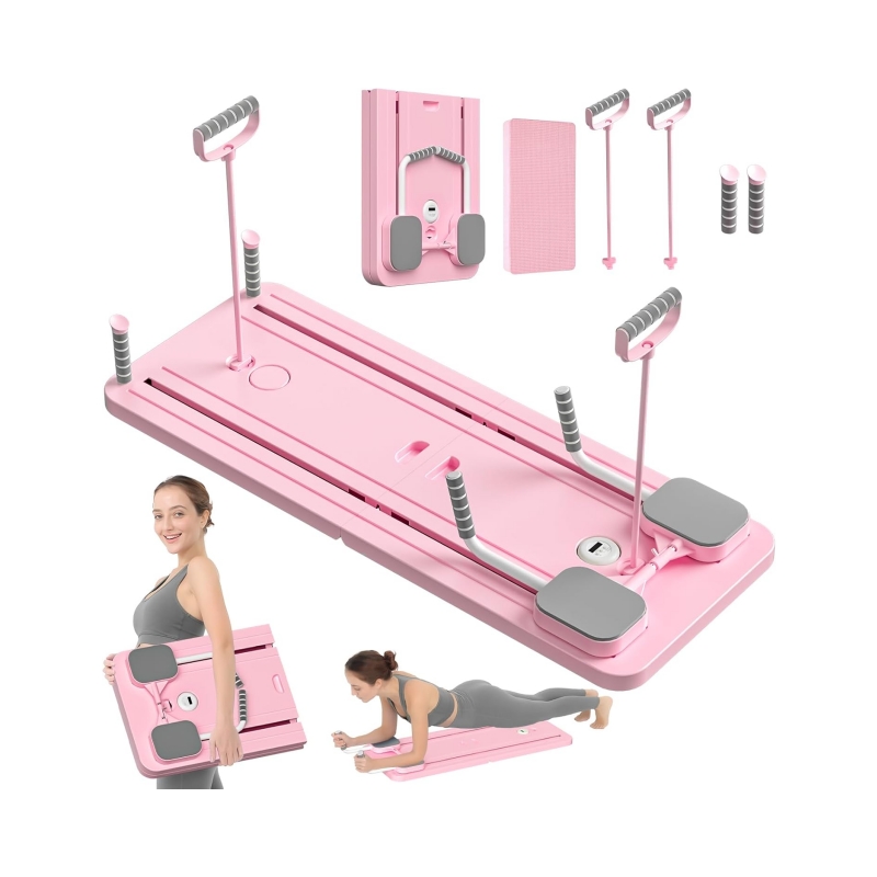 thumbnail video image 2 of Pilates Board - Pilates Reformer Set, Multi-Purpose Foldable Pilates Reformer Board for Home, 5 in 1 Pilates Sliding Board, 2 of 8