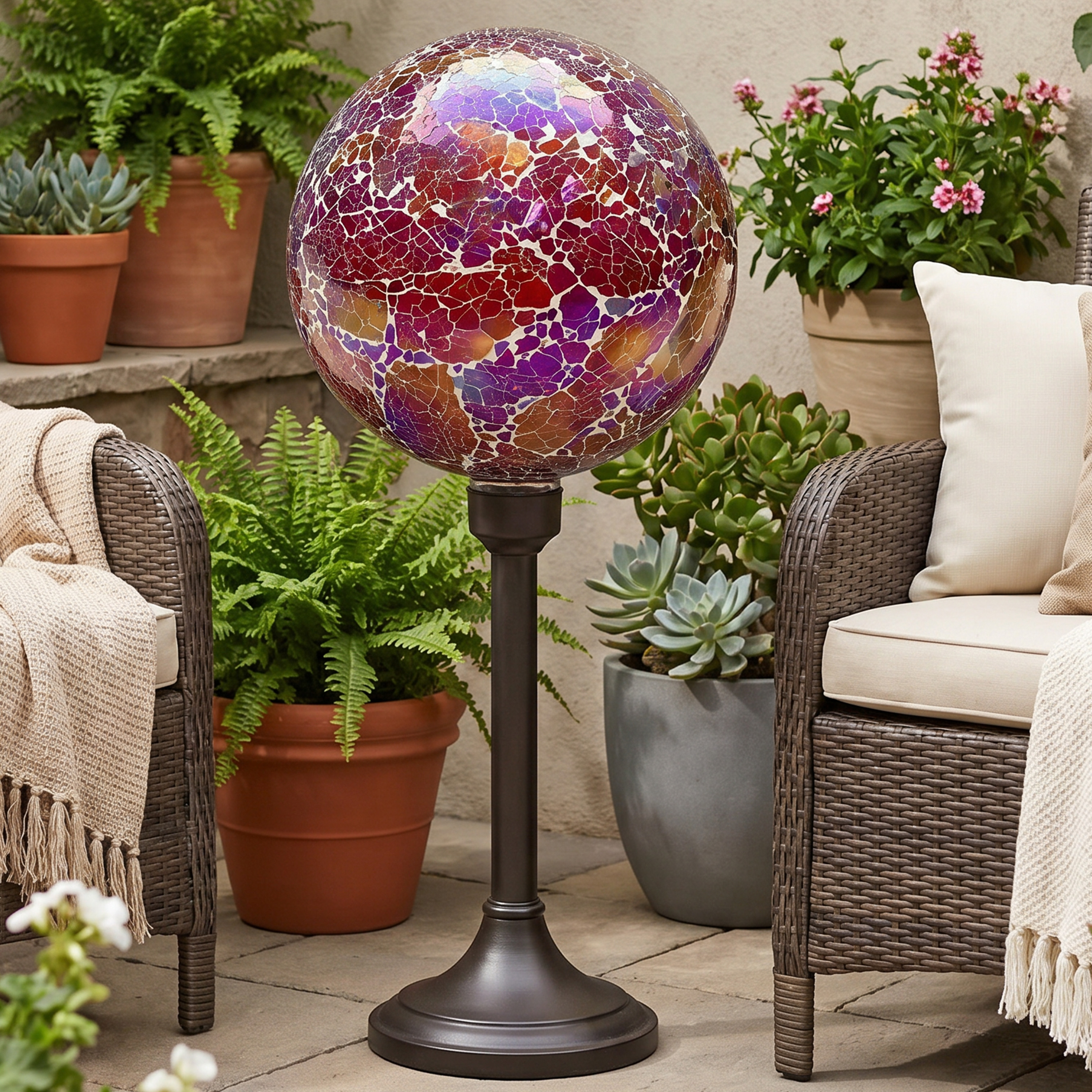 thumbnail video image 2 of Sunnydaze Deep Ocean 10" Glass Outdoor Gazing Globe, 2 of 7