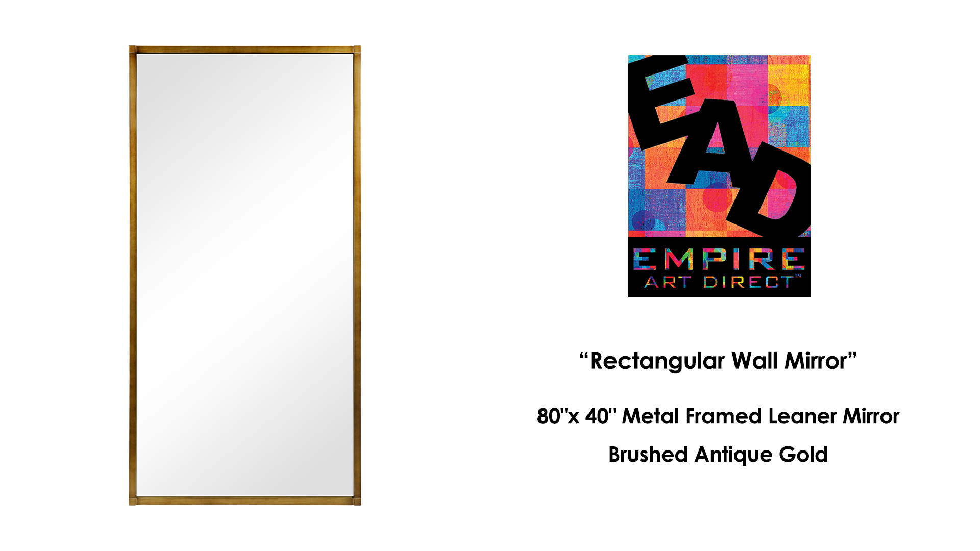 thumbnail video image 2 of Brushed Gold Metal Framed Rectangular Wall Mirror, 80"x40", 2 of 13