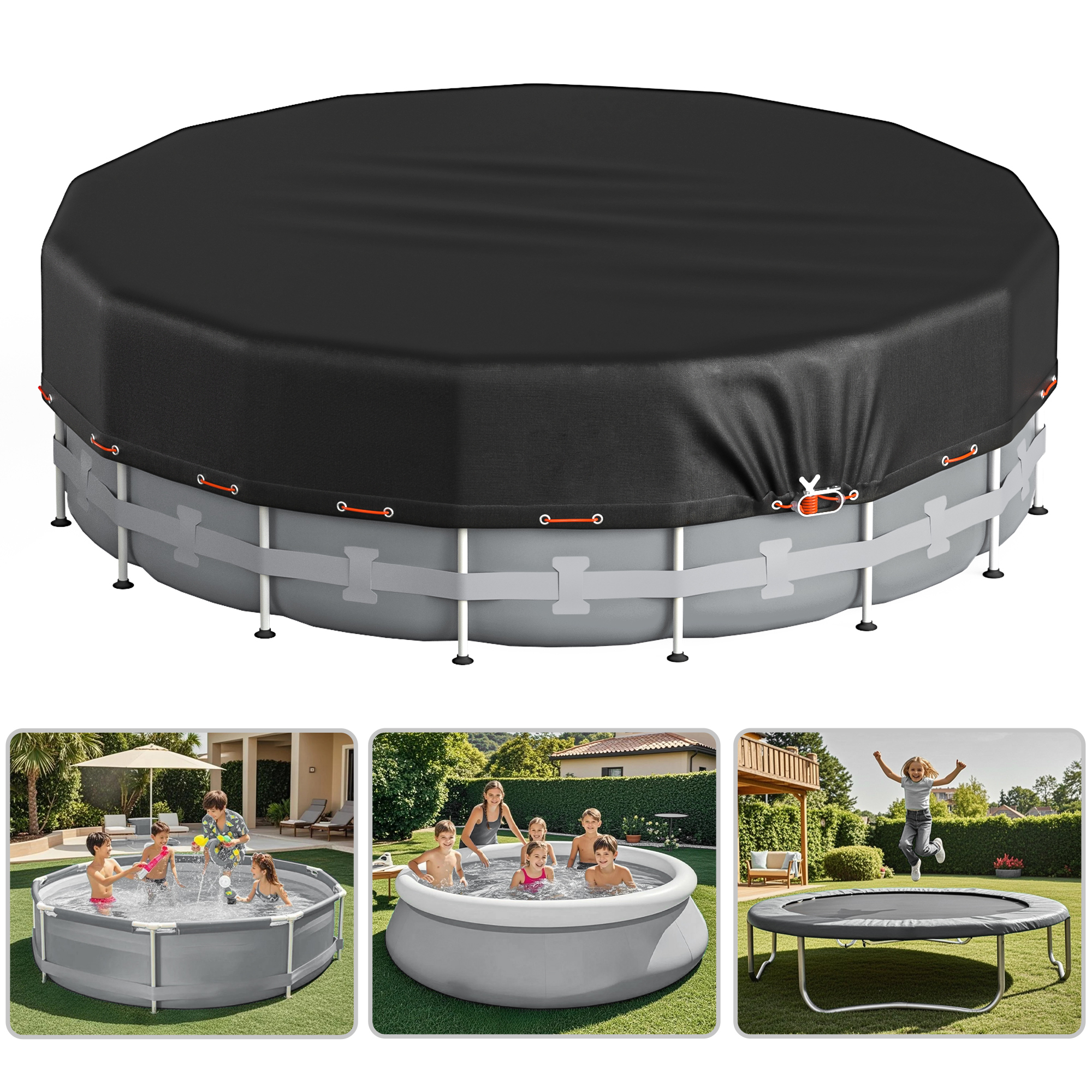 thumbnail video image 2 of COSYUMI 26Ft Round Pool Cover, 420D Heavy Duty Oxford Solar Pool Covers for Above Ground Pool with Winch and Cable, All Season Inflatable Pool Cover for UV Resistant, Waterproof, Snowproof Windproof, 2 of 13