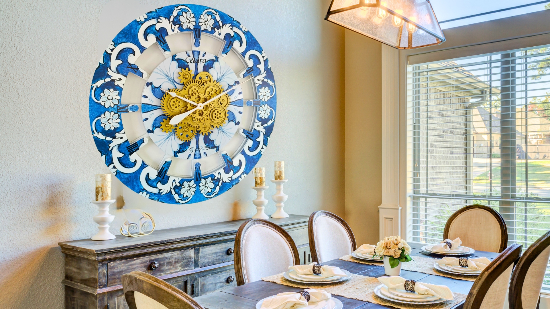 thumbnail video image 2 of THE GEARS CLOCK Desk Clock with Real Moving Gears (wall clock)IT-LI_ 10 in Round Amalfi, 2 of 2