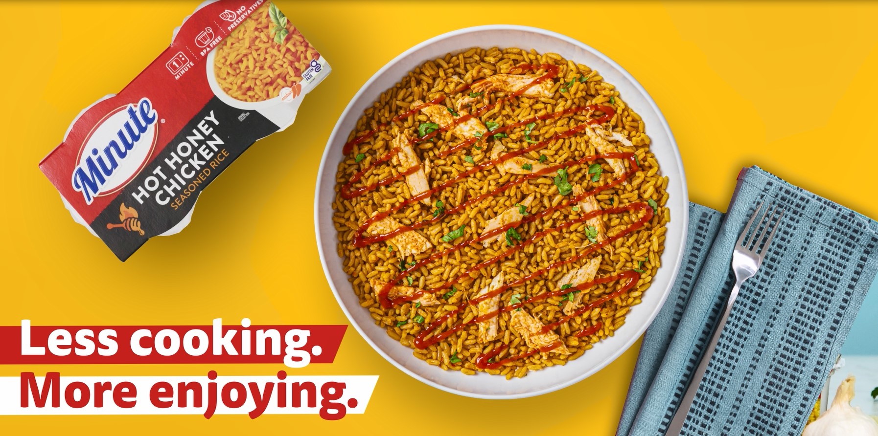 thumbnail video image 2 of Minute Ready to Serve Hot Honey Chicken Seasoned Rice, Gluten Free, 4.4 oz, 2 Cups, 2 of 14