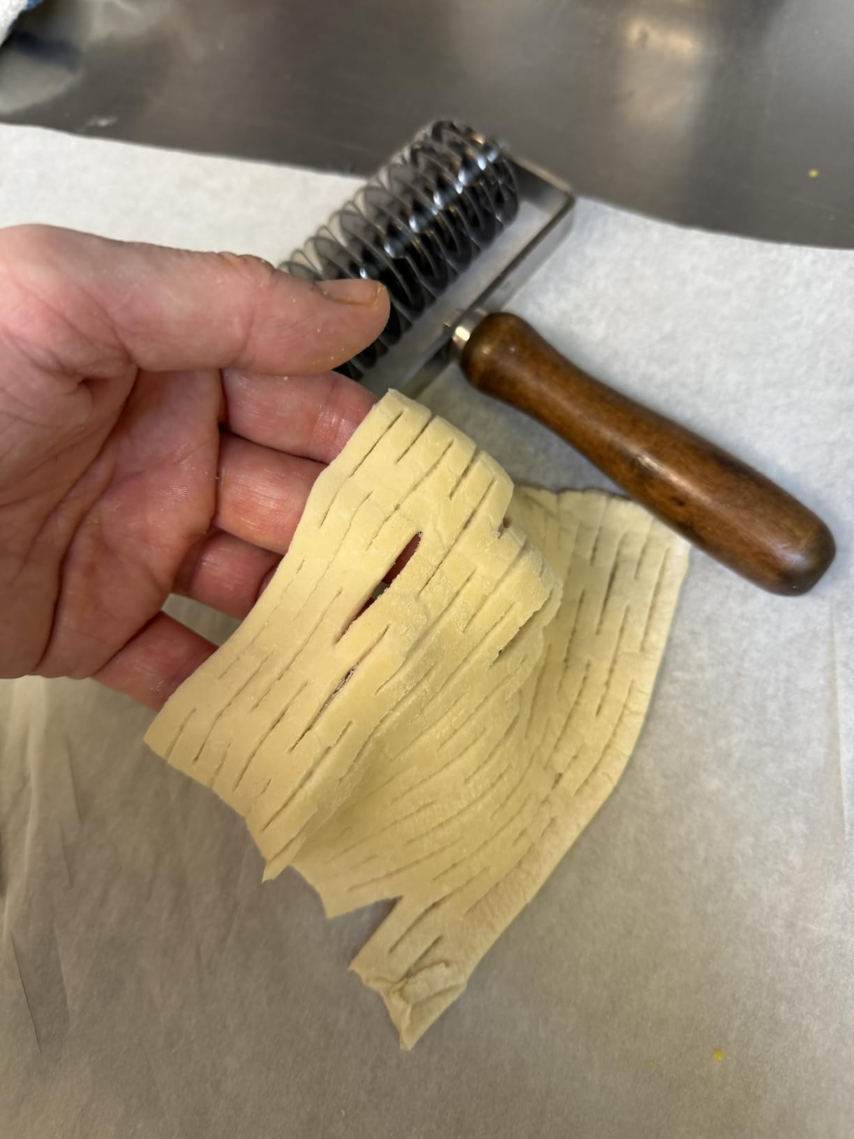 thumbnail video image 2 of Pastry Lattice Roller Cutter - Stainless Steel Dough Lattice for Pie Pizza Bread beef wellington Pastry Crust Roller Cutter, 2 of 8