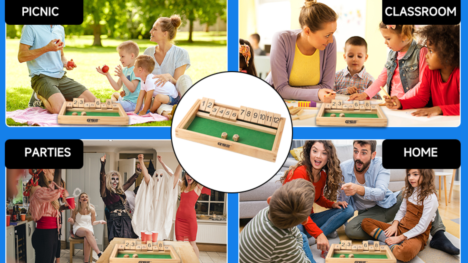 thumbnail video image 2 of GSE Games & Sports Expert 12 Numbers Dice Wooden Shut The Box Board Game. Popular Pub Game Classic Tabletop English Pub Game with 2 Wooden Dices, 2 of 8