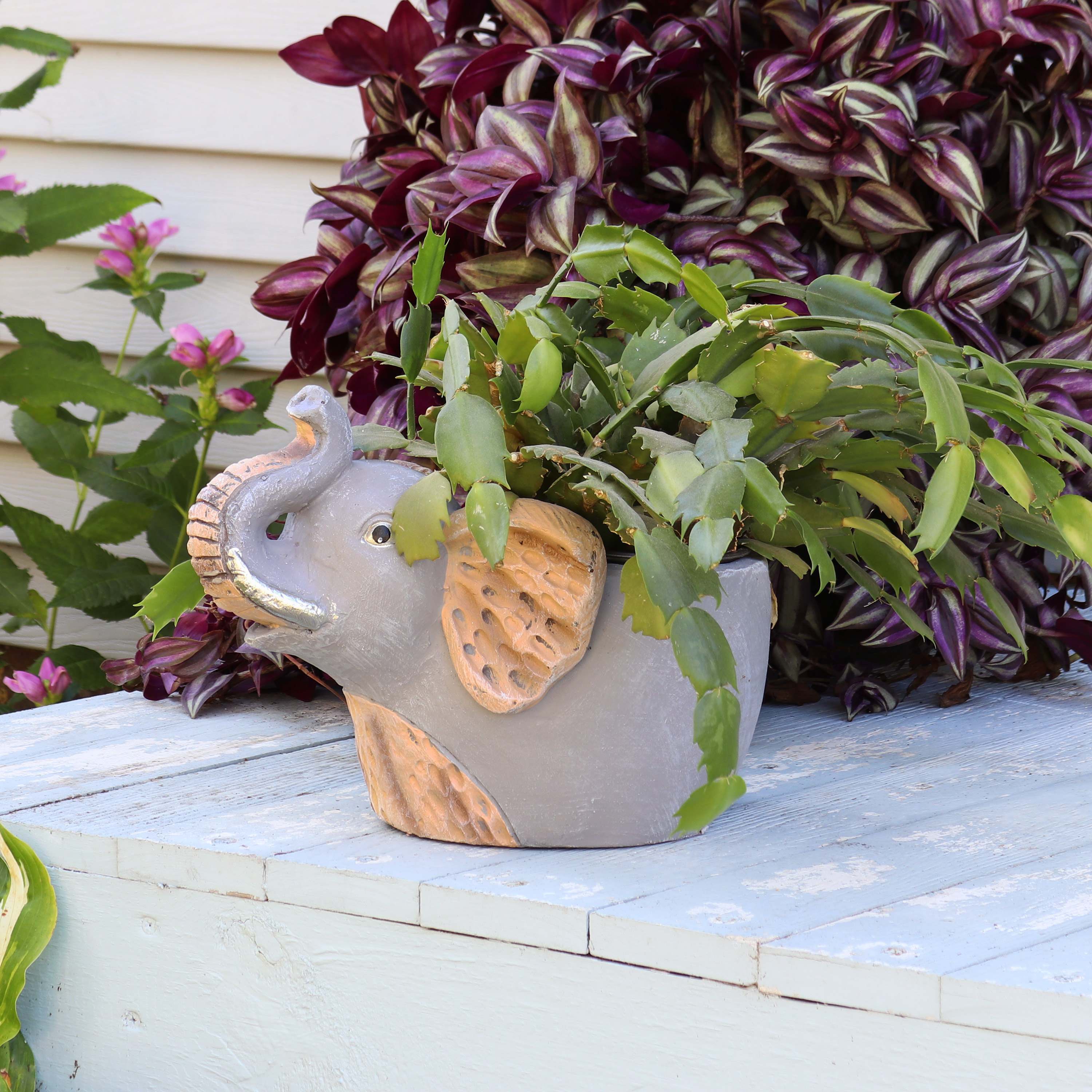 thumbnail video image 2 of Sunnydaze Elsie the Elephant Indoor Planter Statue - 8.5", 2 of 12
