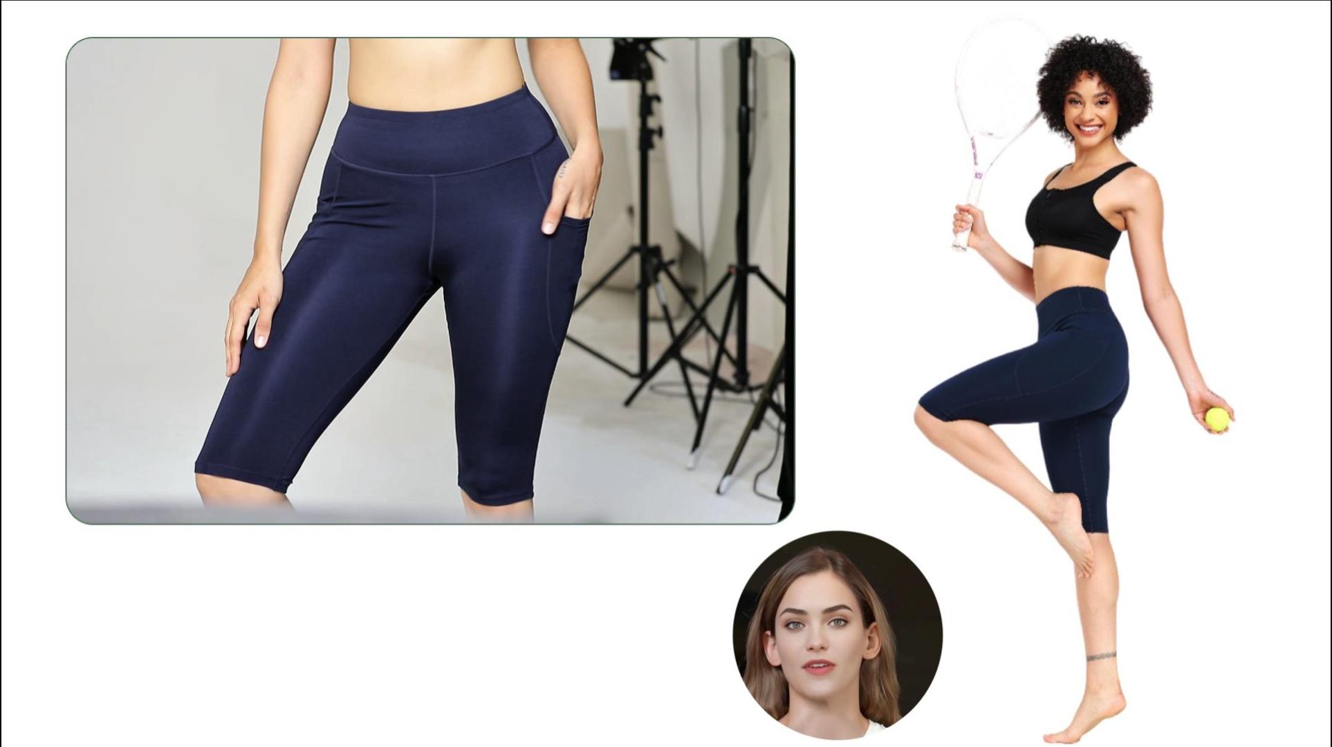 thumbnail video image 2 of NELEUS Womens 3 Pack Capri Shorts 14" Knee Length with Pockets High Waist Stretch for Yoga Workout Exercise,3 Black,US Size XL, 2 of 9