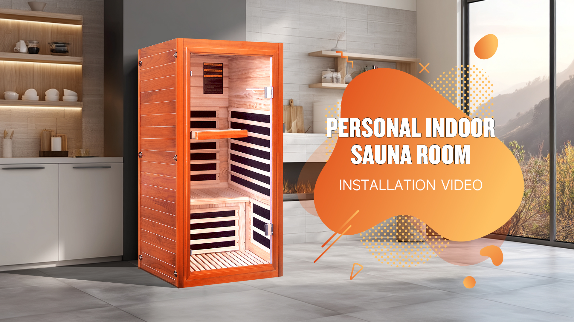 thumbnail video image 2 of OUTEXER 1-Person Home Sauna, 1495W Dry FAR Infrared Sauna Room Indoor with Low EMF, Bluetooth Speakers & Color Lighting for Gym or Home, 2 of 9