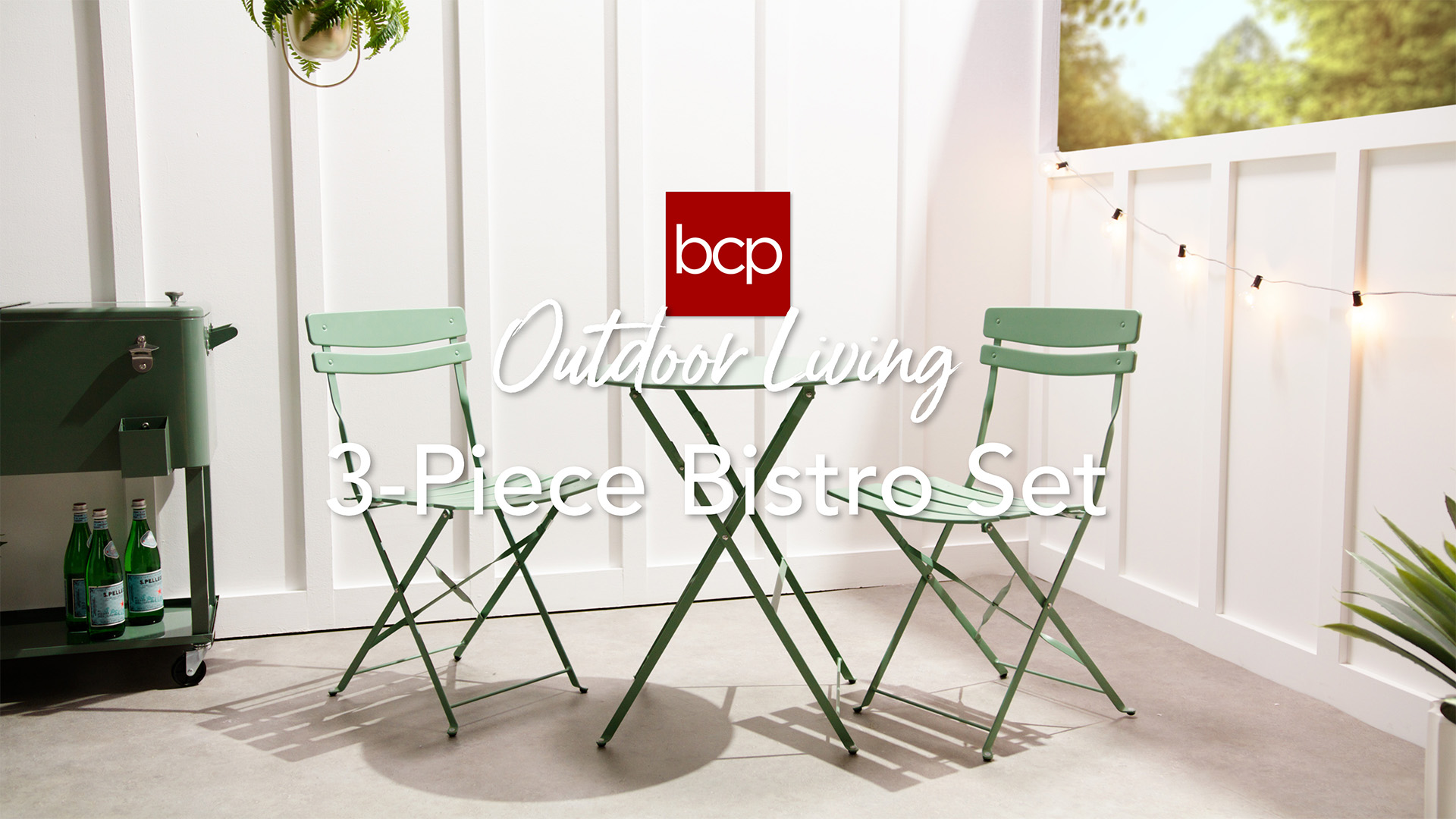 thumbnail video image 2 of Best Choice Products 3-Piece Small Bistro Set, Folding Patio Furniture Set of 2 Chairs and Table - Coral, 2 of 10