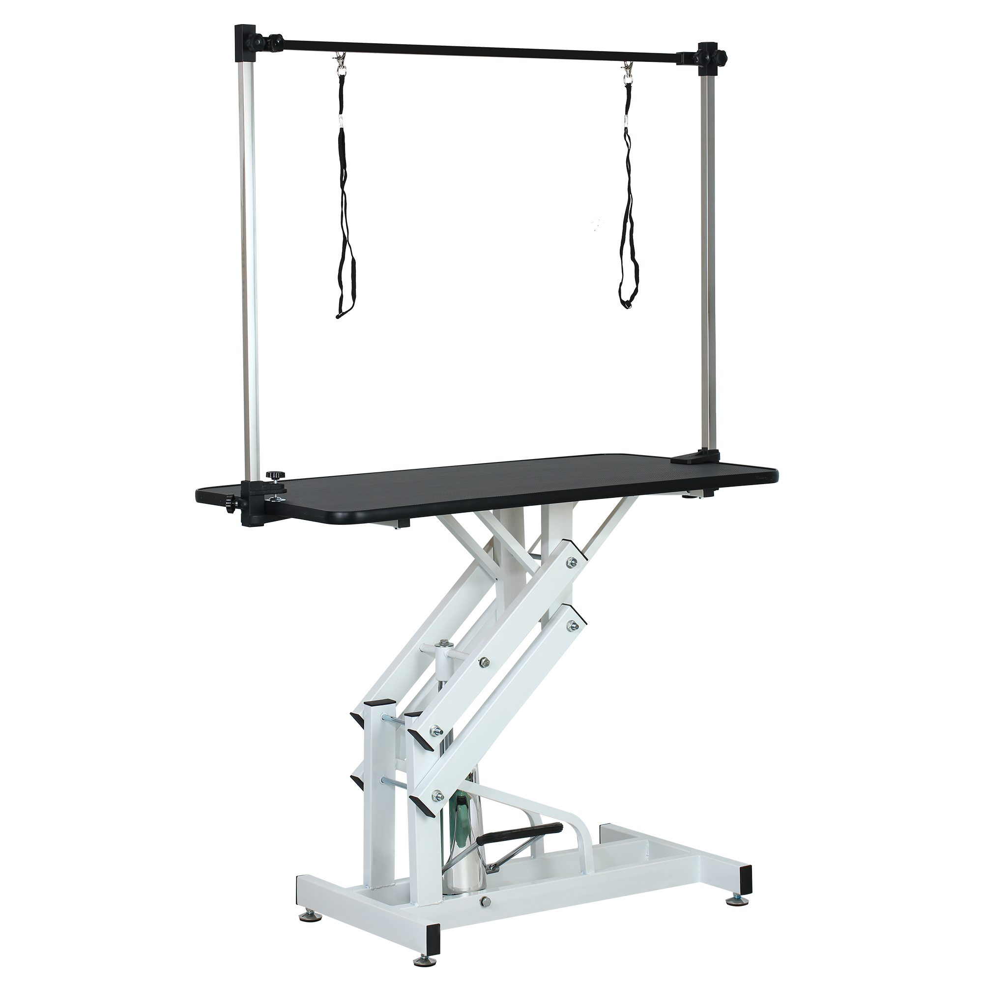 thumbnail video image 2 of Demi Bonn 42" Heavy Duty Electric Lifting Pet Dog Grooming Table with "H" Arm, Anti-Skid Rubber Desktop and Powerful Motor Hydraulic Drying Table for Large Dogs, Black, 2 of 10