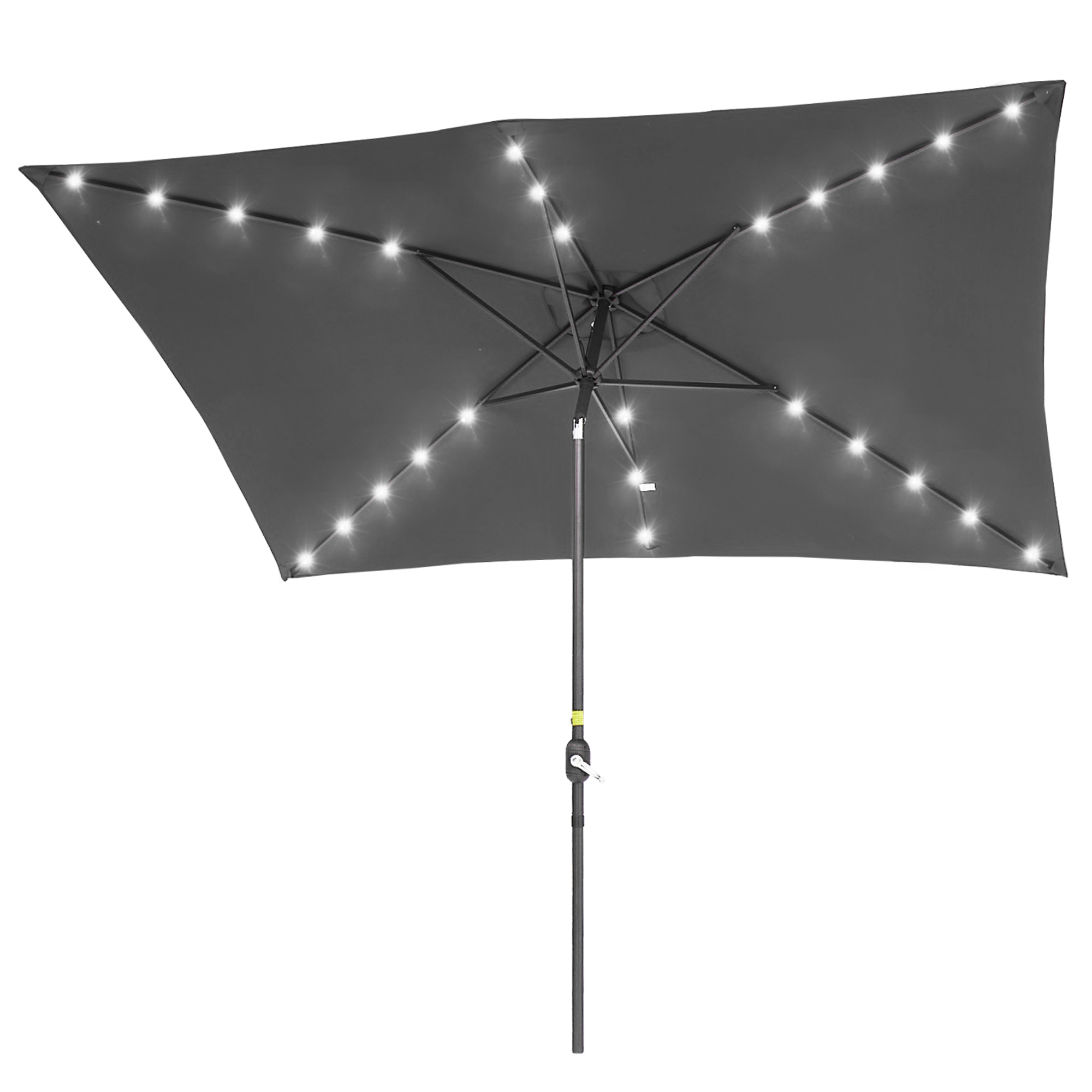 thumbnail video image 2 of ACEGOSES 10 x 6.5ft LED Rectangle Outdoor Patio Deck Market Outside Table Umbrellas with Non-Fading Polyester canopy, Cold Gray, 2 of 9