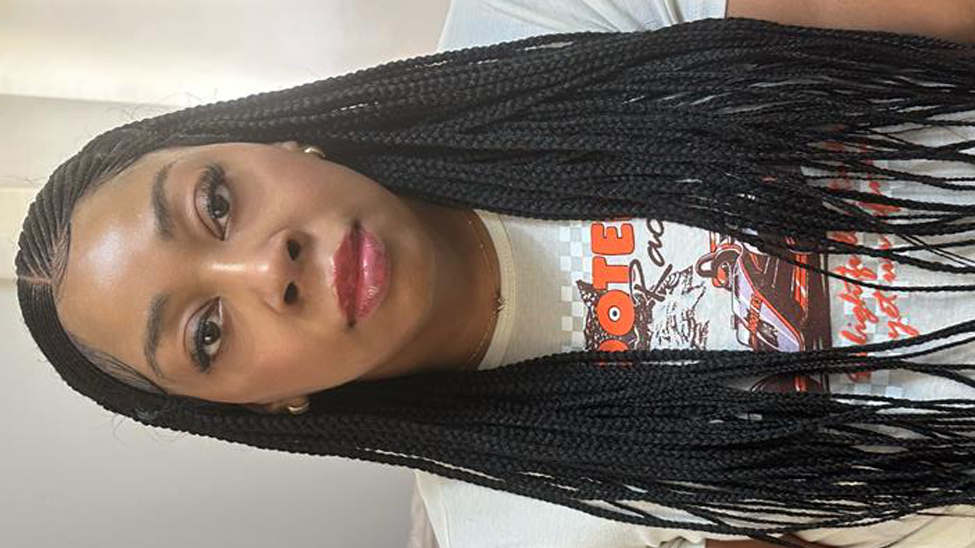 thumbnail video image 2 of LUXLUXE Shanelle Straight 29 Inch Long 13X5 Hand-Tied Lace Braided Wig, Heat Resistant Fiber, 20+ Shades of Natural, Dip Dyed, & Blended Colors (#1 - Black), 2 of 14