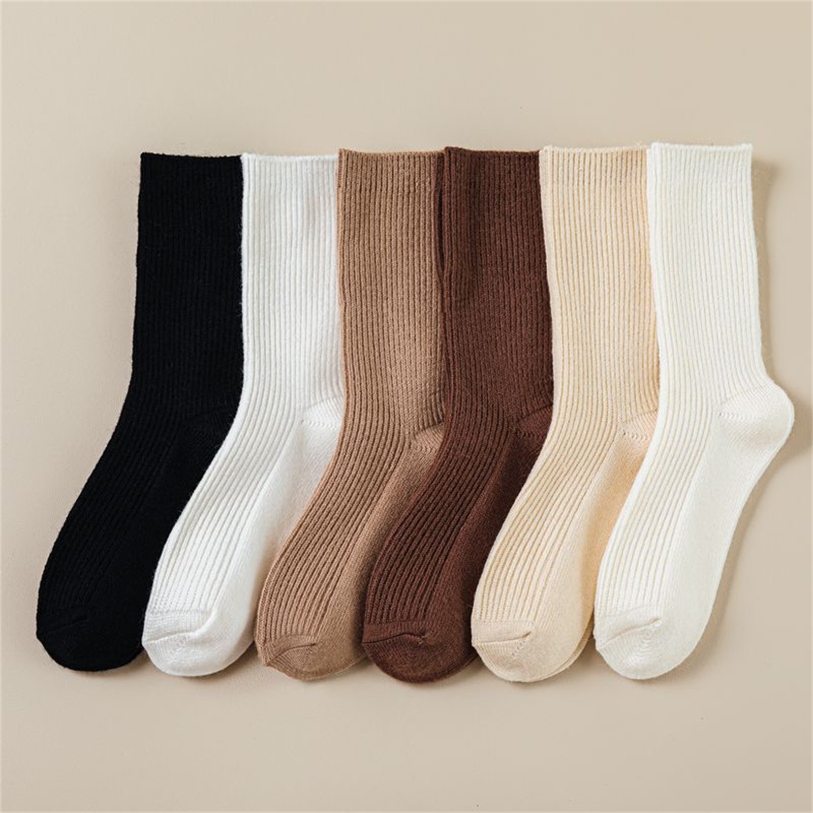 thumbnail video image 2 of GZWYHT Ankle Socks,Crew Socks Women's Solid Color 5 Pairs Of Mid Calf Socks Autumn And Winter Wool Socks Long Socks College Soft Wool Socks Short Socks Fuzzy Socks,Wool Socks,Dress Socks Brown, 2 of 9