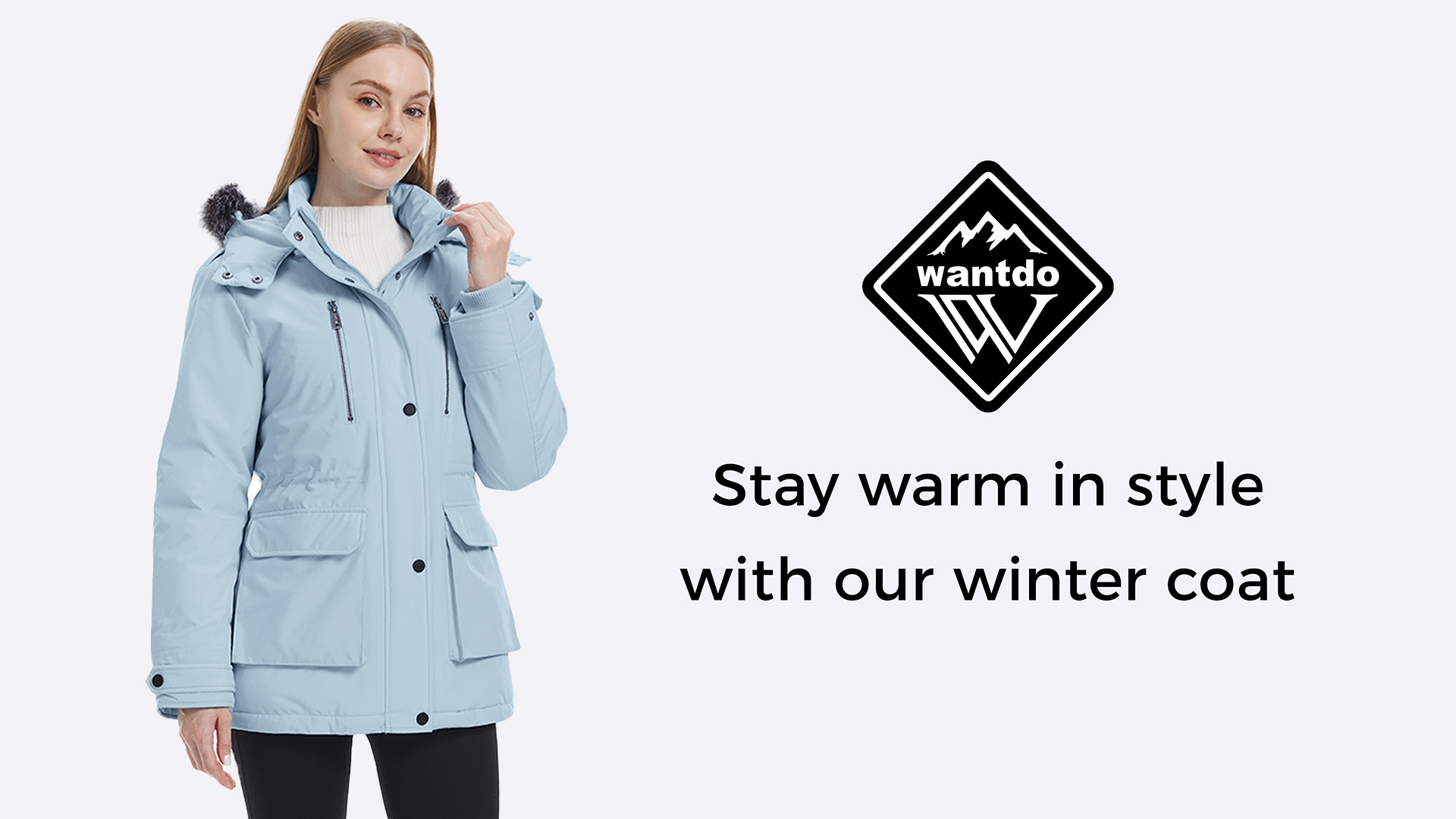 thumbnail video image 2 of Wantdo Women's Warm Coat Padded Winter Parka Jacket Recycled Puffer Coat with Removable Hood Light Blue XL, 2 of 14