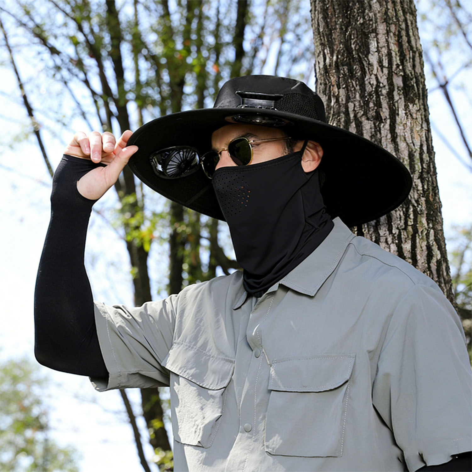 thumbnail video image 2 of Mission Cooling Fishing Hat - Solar & USB Powered Built-in Fan Wide Brim Ultralight Sun Bucket Hat for Men Outdoor, 2 of 7