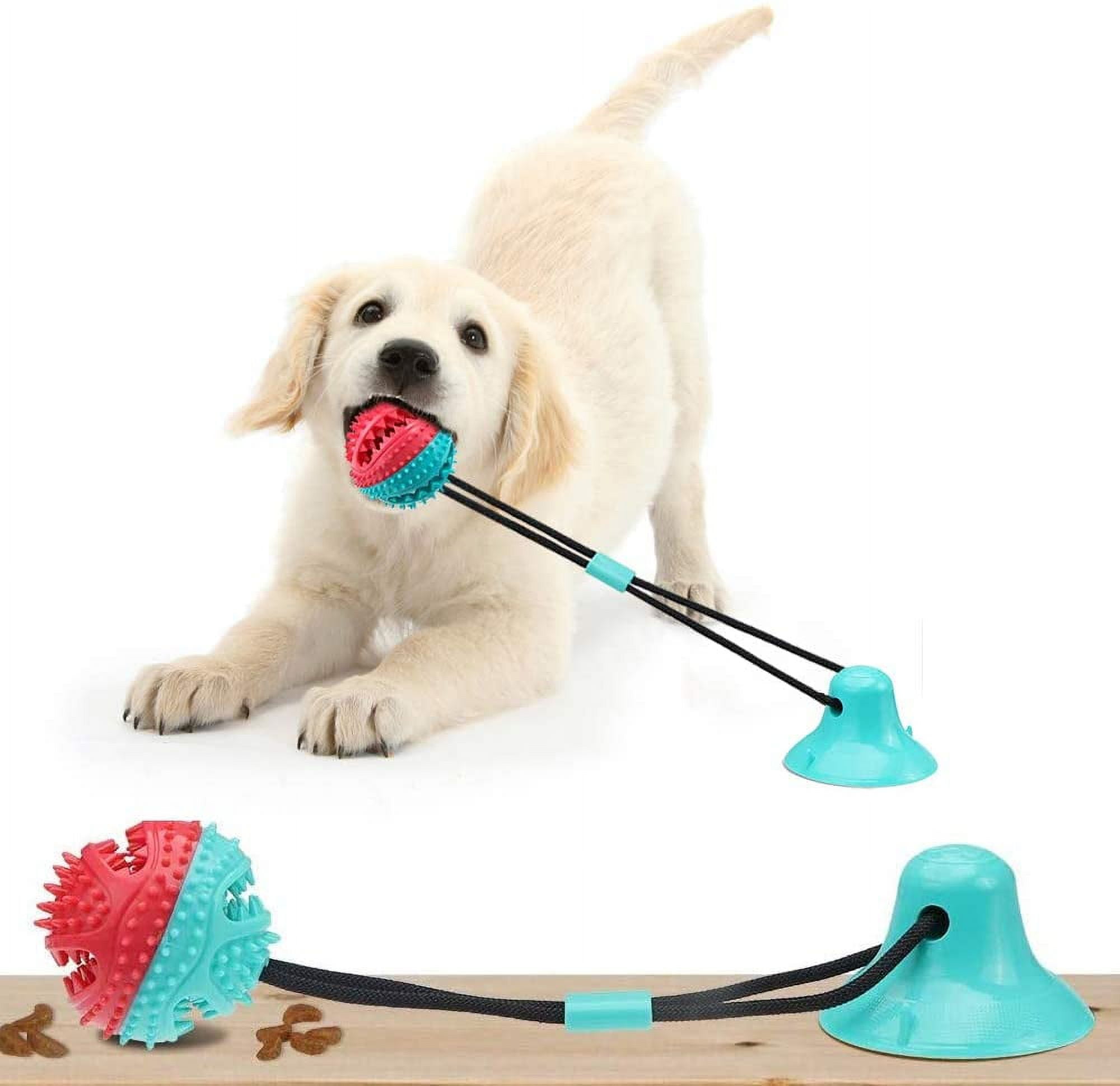 thumbnail video image 2 of Dog Chew Toys Suction Cup Tug of War Toy Multifunction Interactive Pet Aggressive Chewers Toothbrush Dog Toys Ball with Teeth Cleaning for Small Large Dogs, 2 of 9