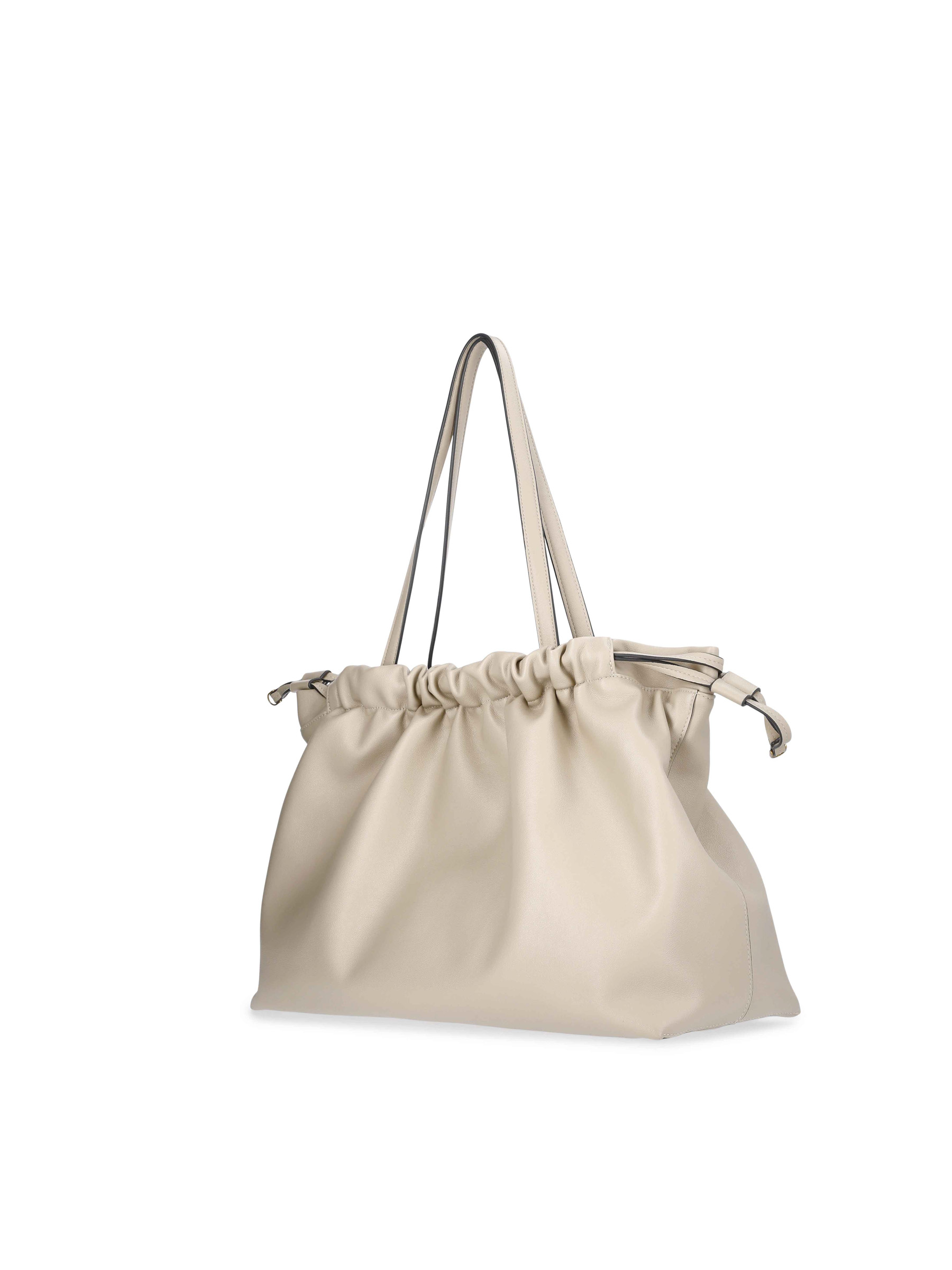 Scoop Women's Faux Leather Oversized Drawstring Pouch Tote, Almond