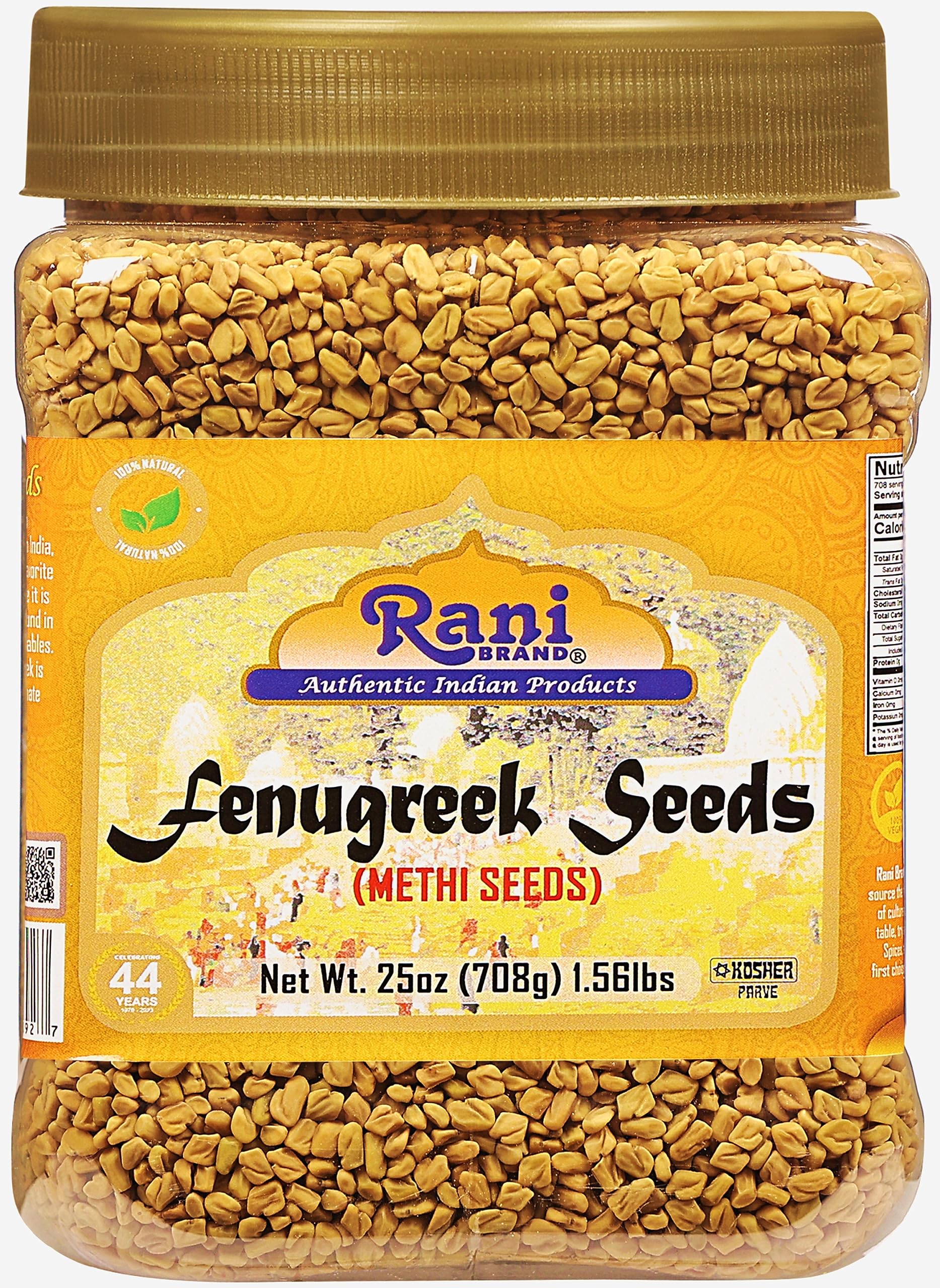 thumbnail video image 2 of Rani Fenugreek (Methi) Seeds Whole 25oz (1.56lbs) 708g PET Jar, Trigonella Foenum Graecum ~ All Natural | Vegan | Gluten Friendly | Non-GMO | Kosher | Indian Origin, Used in Cooking & Ayurvedic Spice, 2 of 12