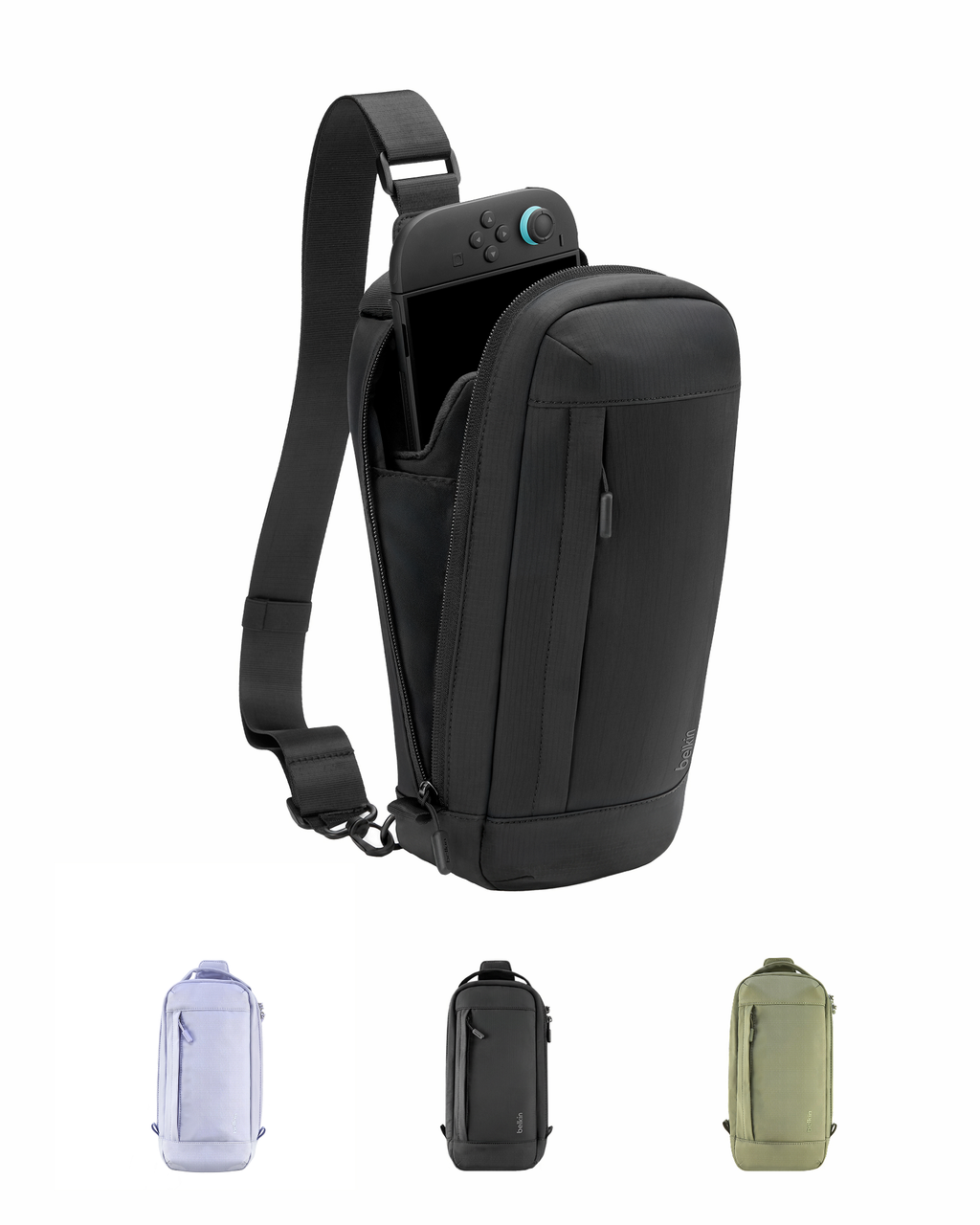 thumbnail video image 2 of Gaming Nintendo Switch 2 Carrying Case, Sling Crossbody Travel Bag, Fits Up to 2 Pro Controllers with 10 Game Cartridge Slots, Soft Interior & Lightweight Protective Gaming Pouch - Olive, 2 of 10