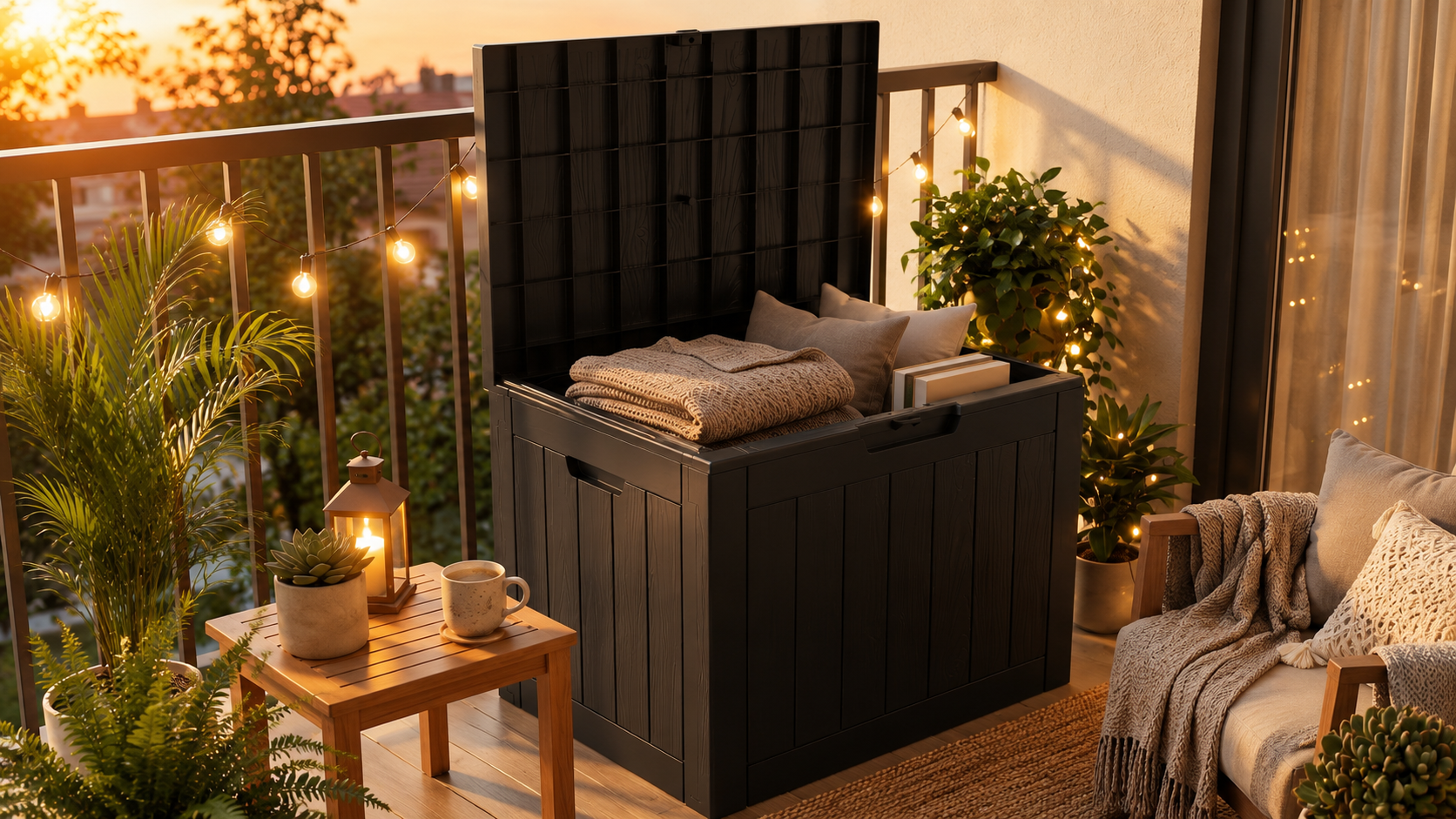 thumbnail video image 2 of MINDYES 33 Gallon Deck Box, Lockable Patio Outdoor Storage Box for Furniture, Garden Tools and Tools Storage,Black, 2 of 9