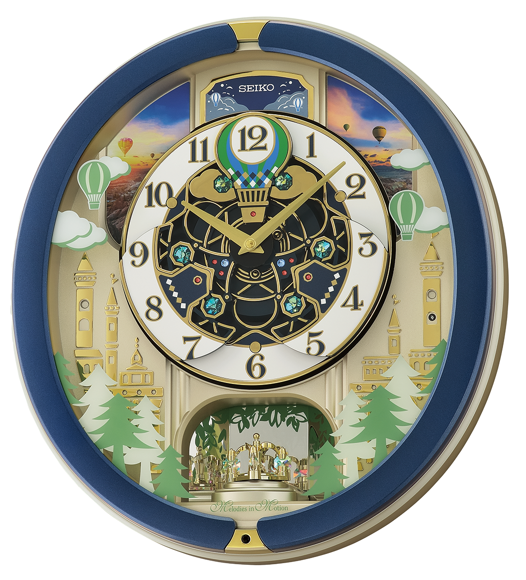 thumbnail video image 2 of SEIKO Blue Pine Fantasy Melodies in Motion Clock, Multicolored, 2 of 10