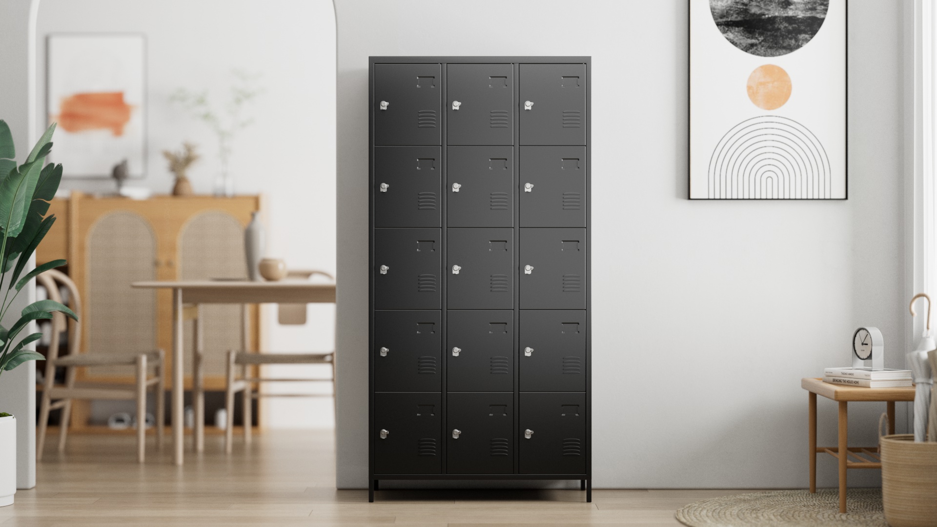 thumbnail video image 2 of Gaeanet Metal Storage Lockers for Employees, Steel Locker Cabinet with 15 Door Lockable,Industrial Storage Locker Cabinet for Gym,School,Office,Assembly Required(Black, 15 Doors), 2 of 8