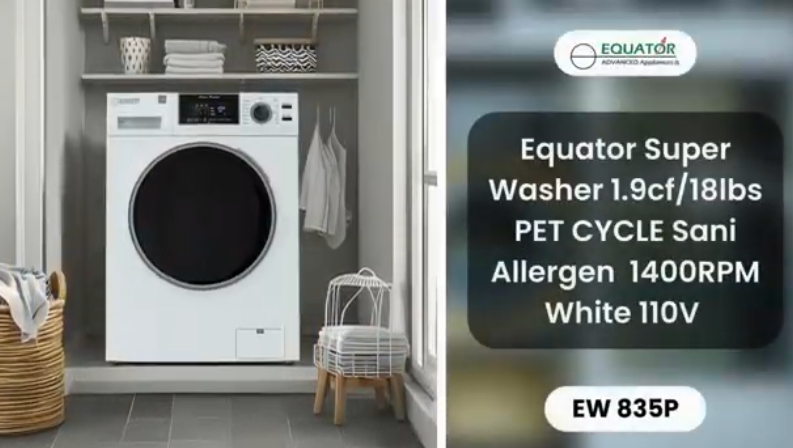 thumbnail video image 2 of Equator 1.9 Cu. Ft. Super Washer, 18 lb, Pet Cycle, White, 110V, 2 of 23