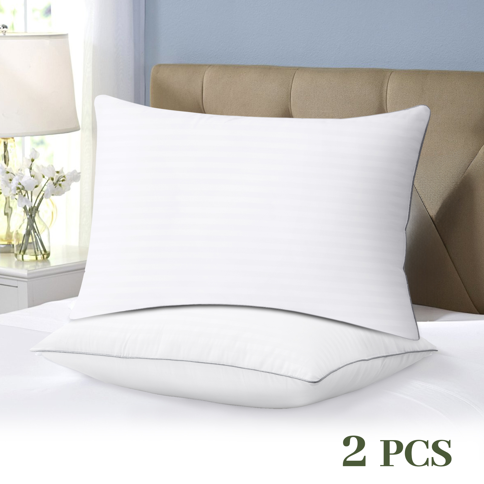 thumbnail video image 2 of WISHEAD Pillows Queen Size Set of 2, Hotel Quality, Down Alternative Gusseted Bed Pillows for Side, Back, or Stomach Sleepers, White, 2 of 11
