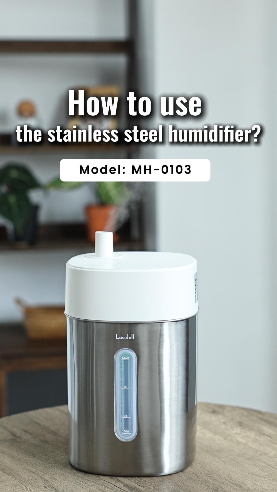 thumbnail video image 2 of Stainless Steel Cool Mist Humidifier, 4L/1Gal Easy Clean, Dishwasher Safe, Quiet Humidifier for Bedroom, Baby Nursery, Rooms, up to 500 Sq ft, 2 of 8